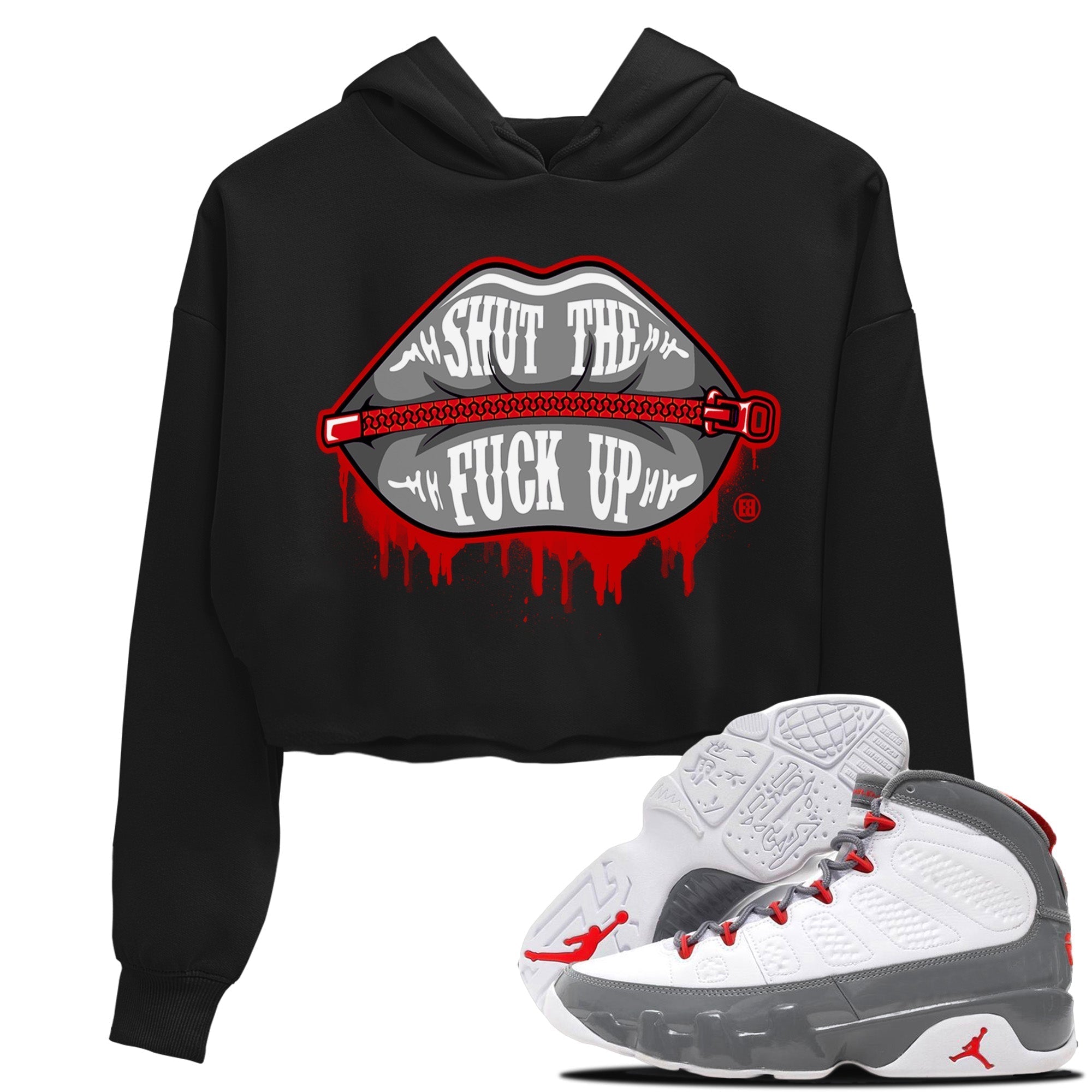 Lips Zipper Women's Tops - Air Jordan 9 Fire Red