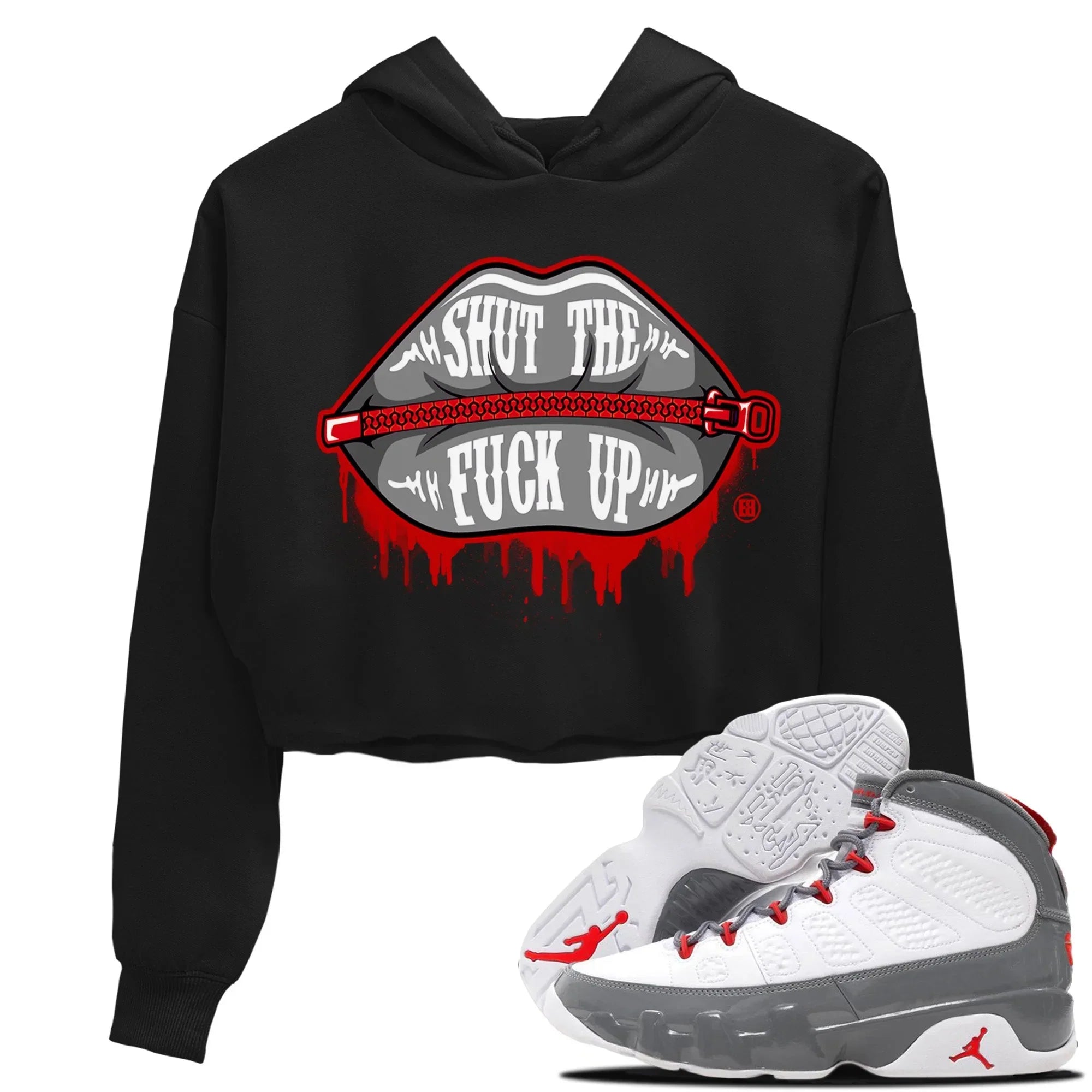 Lips Zipper Women's Tops - Air Jordan 9 Fire Red