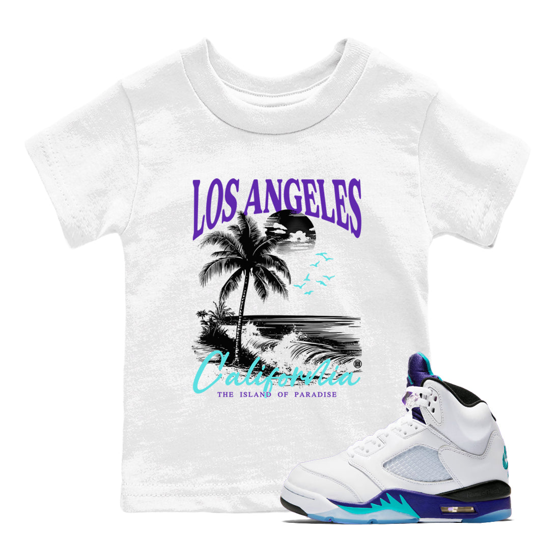 Los Angeles California snkmatch Tees Kids - Air Jordan 5 Grape
