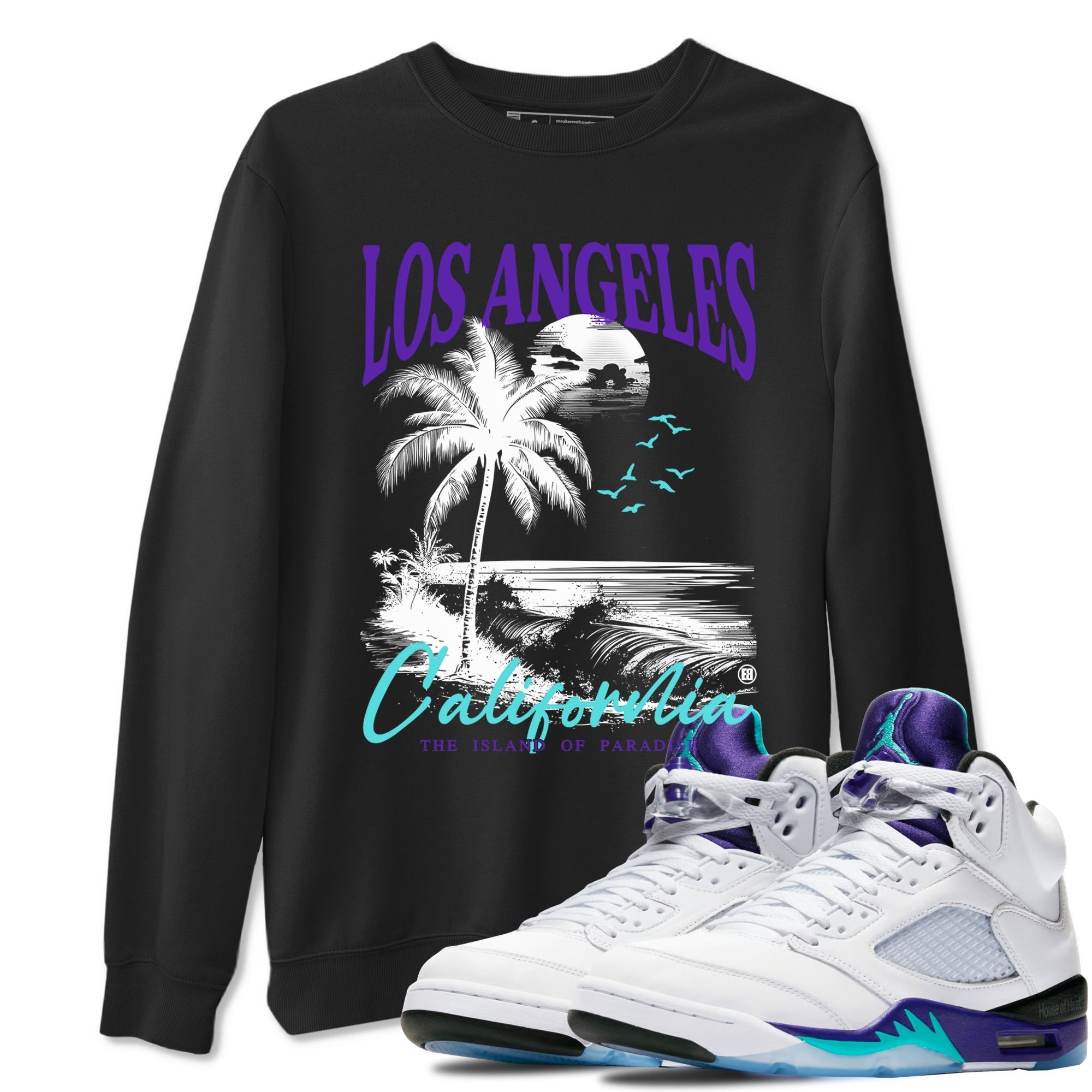 Los Angeles California snkmatch Tees - Air Jordan 5 Grape