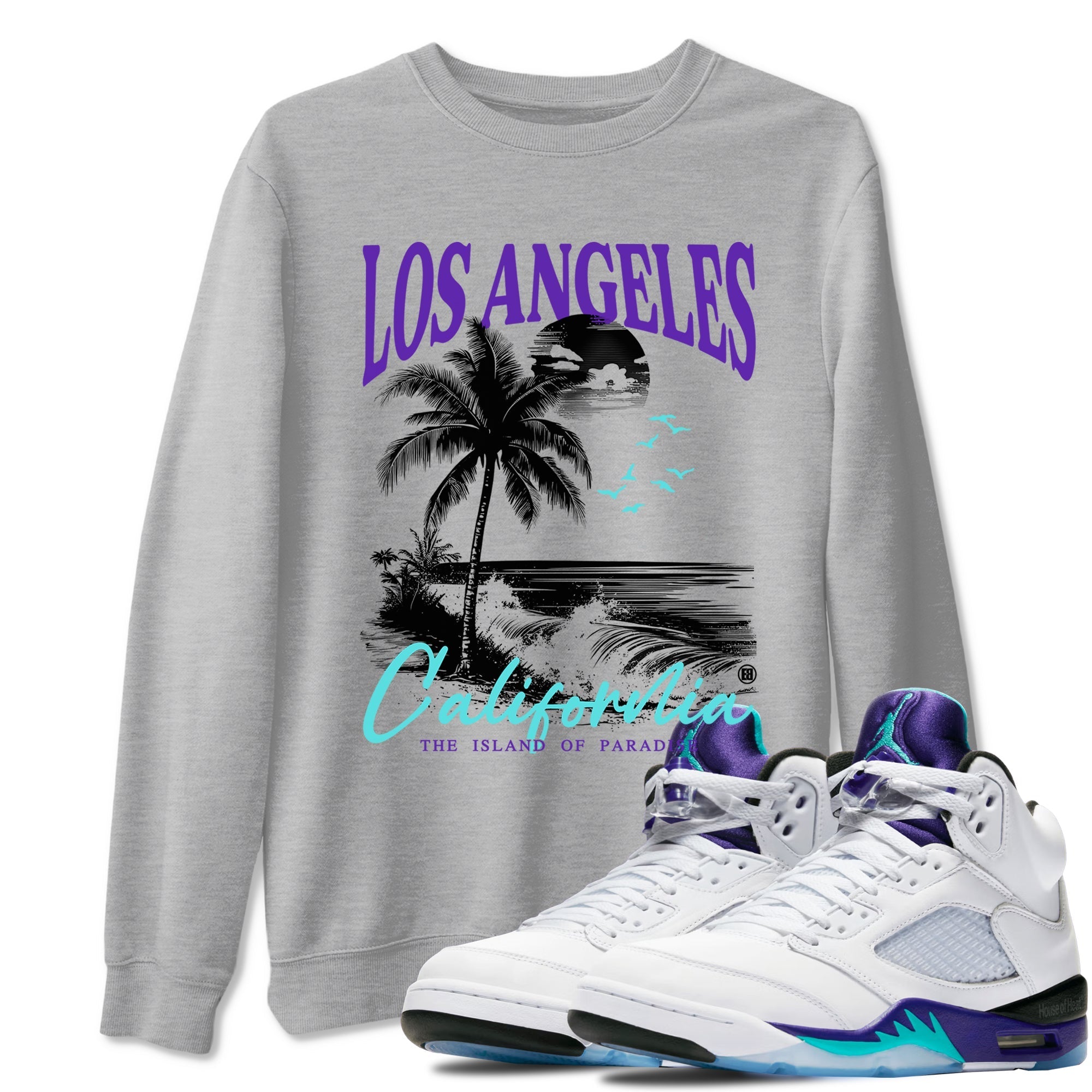 Los Angeles California snkmatch Tees - Air Jordan 5 Grape