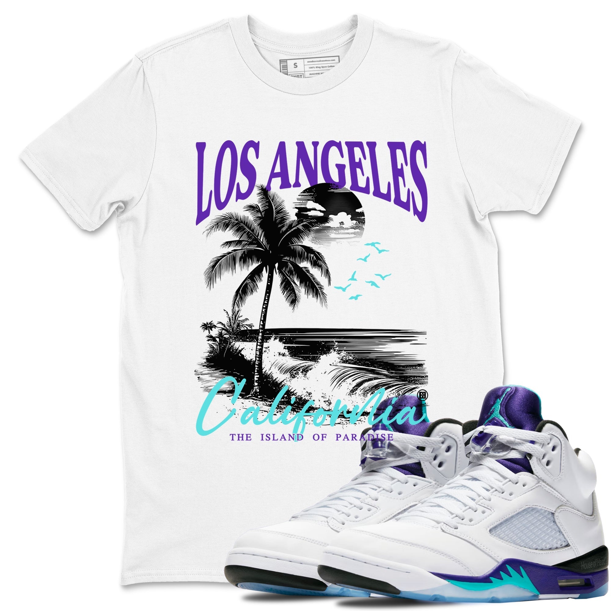 Los Angeles California snkmatch Tees - Air Jordan 5 Grape