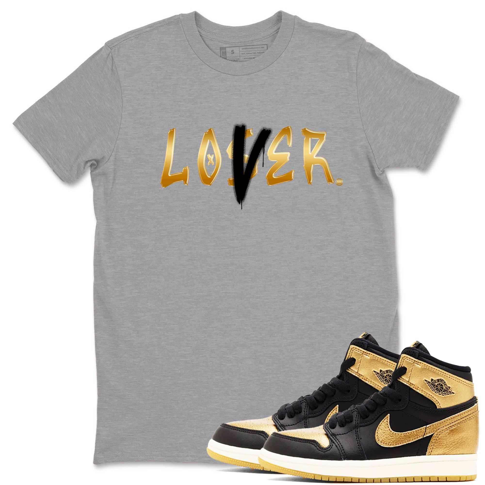 Loser Lover snkmatch Tees - Air Jordan 1 Black Metallic Gold