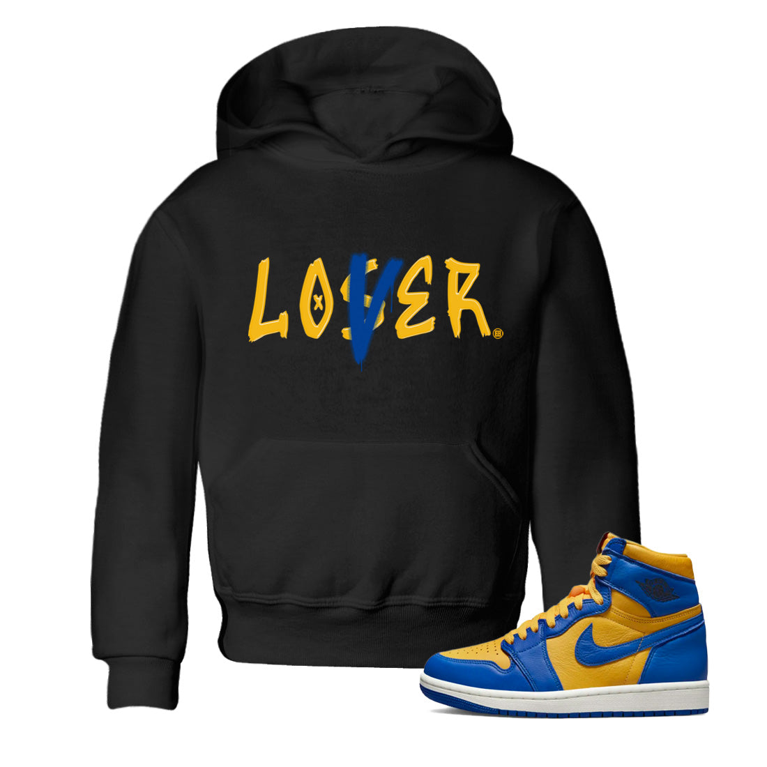Loser Lover Kids Tops - Air Jordan 1 Game Royal Varsity Maize