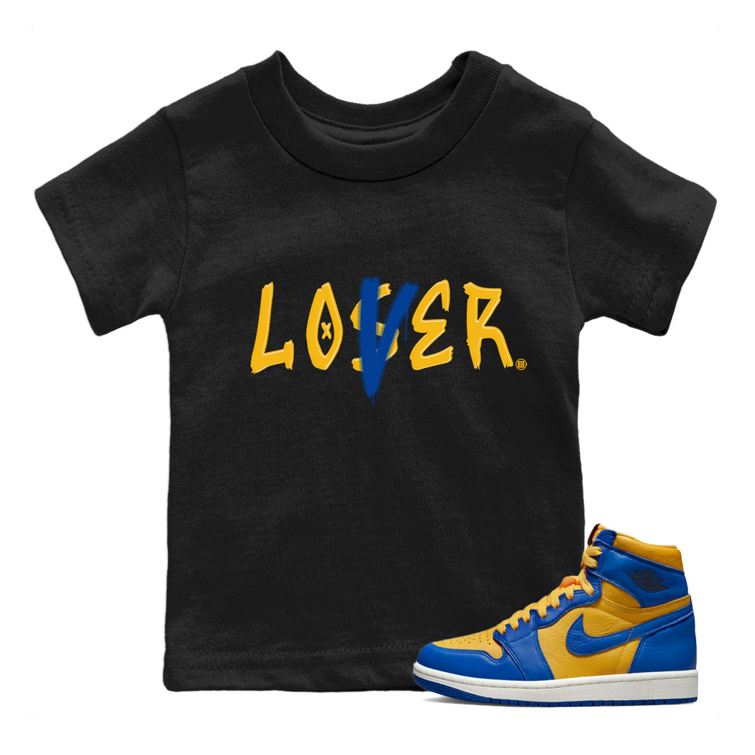 Loser Lover Kids Tops - Air Jordan 1 Game Royal Varsity Maize