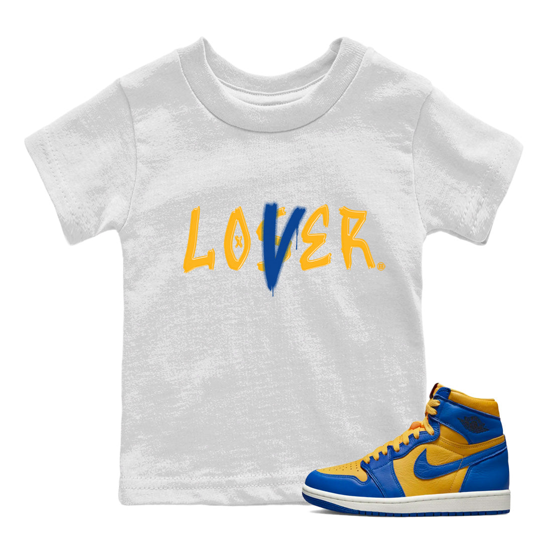 Loser Lover Kids Tops - Air Jordan 1 Game Royal Varsity Maize