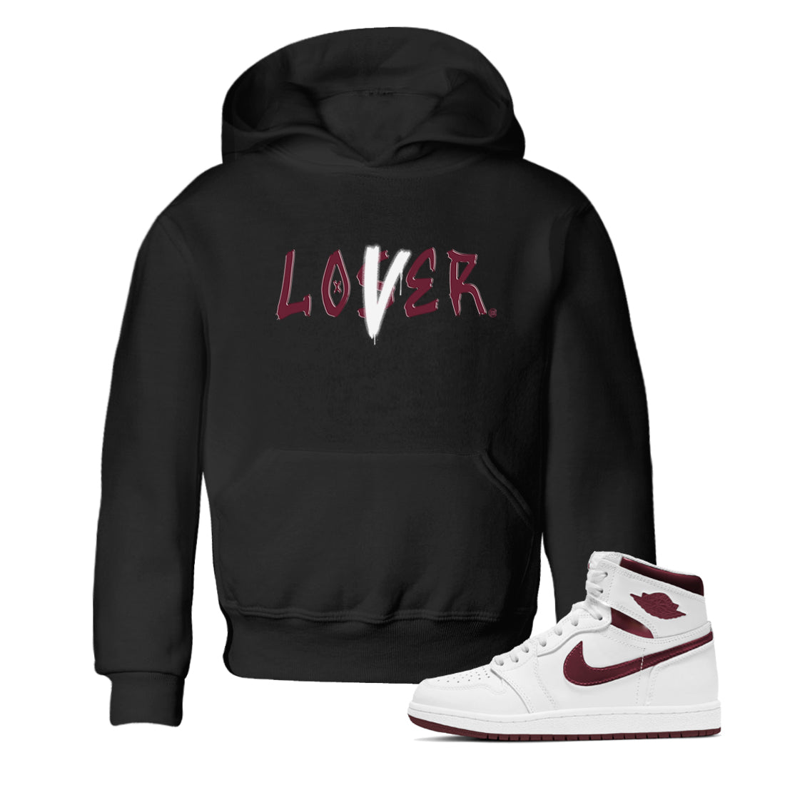 Loser Lover snkmatch Tees Kids - Air Jordan 1 Metallic Burgundy