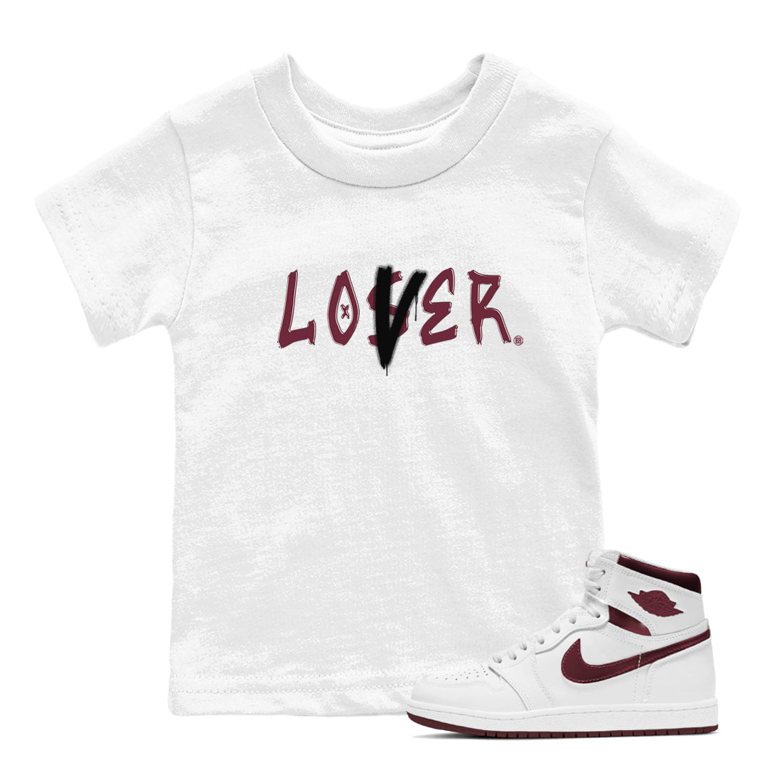 Loser Lover snkmatch Tees Kids - Air Jordan 1 Metallic Burgundy