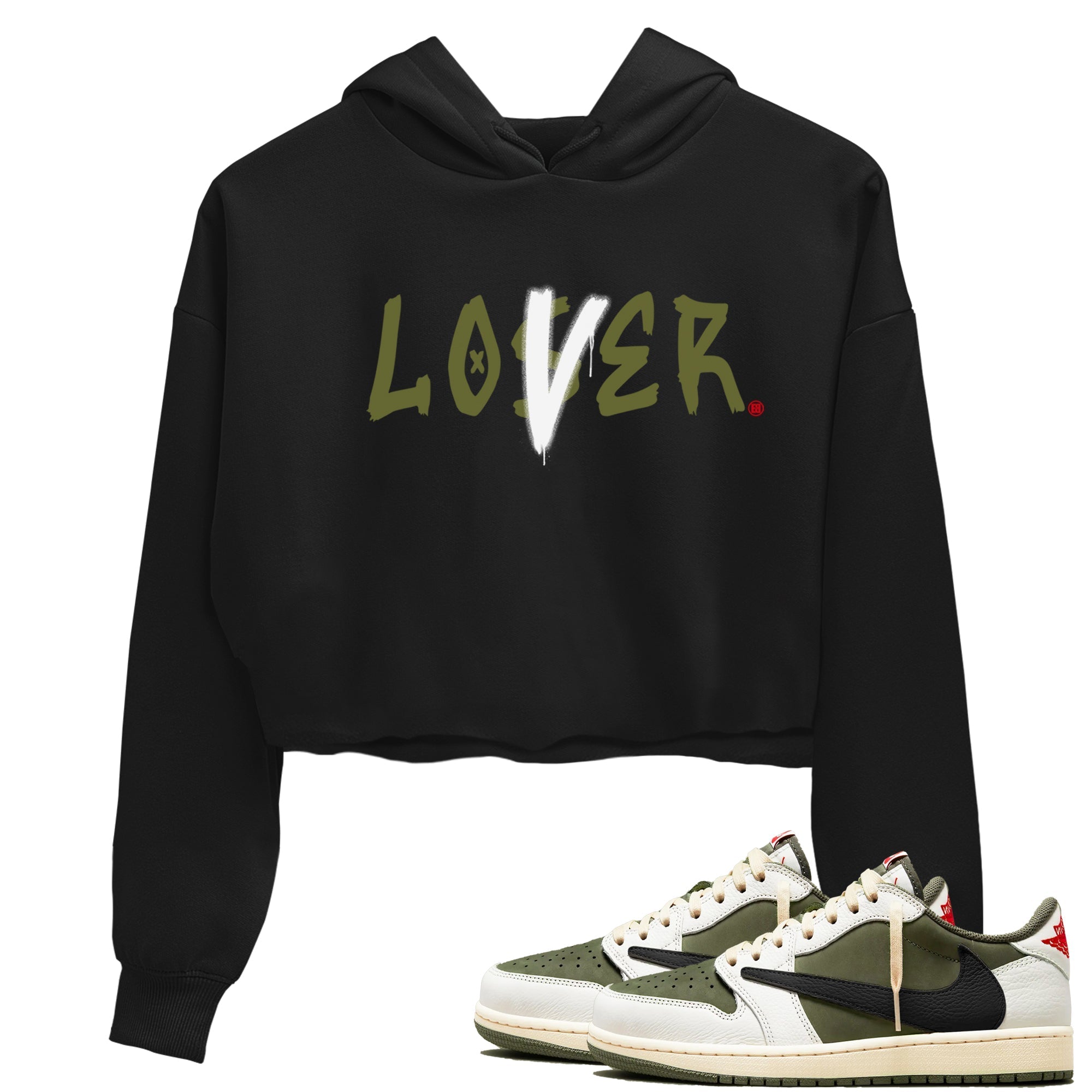 Loser Lover snkmatch Women's Top - Air Jordan 1 Travis Scott Medium Olive