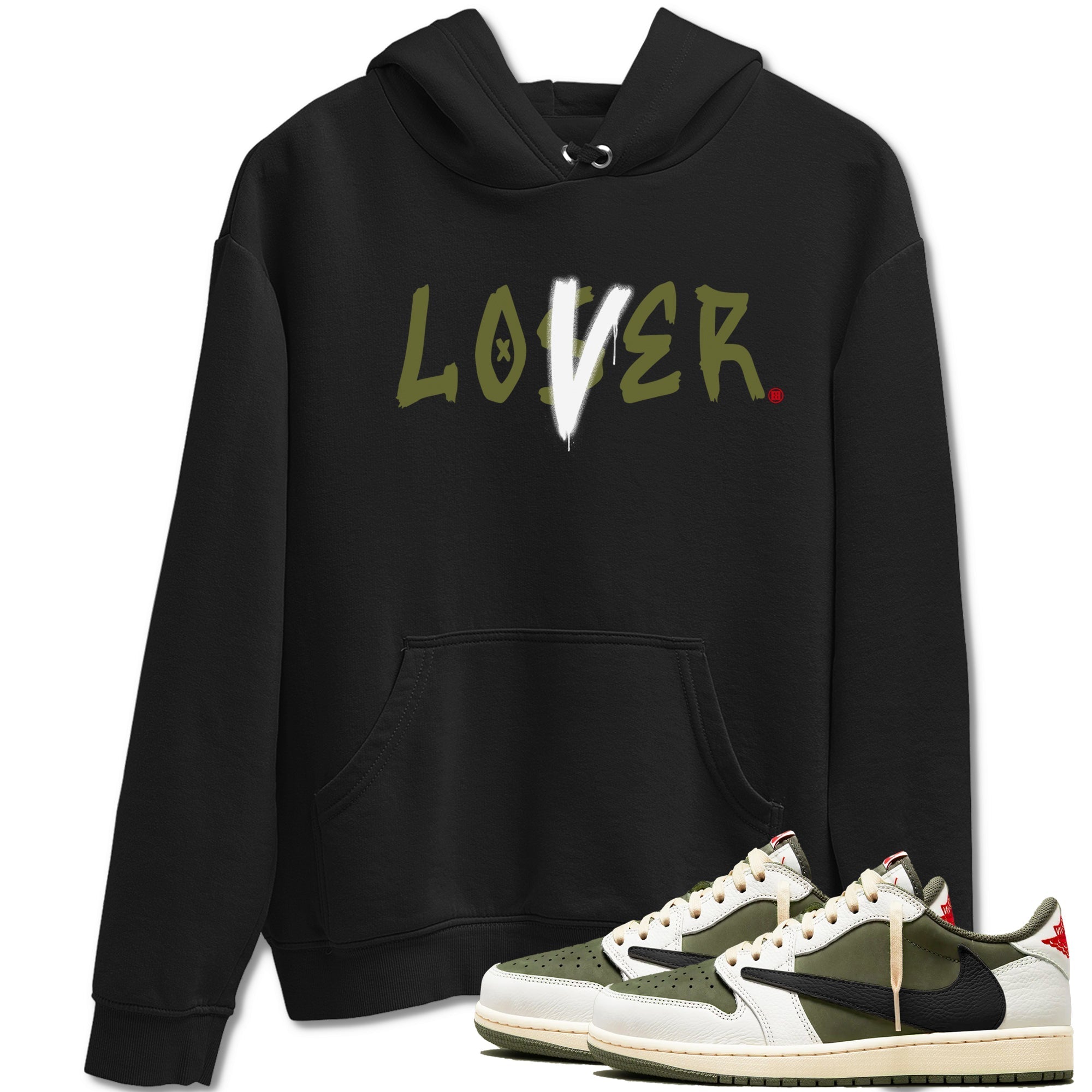 Loser Lover snkmatch Tees - Air Jordan 1 Travis Scott Medium Olive