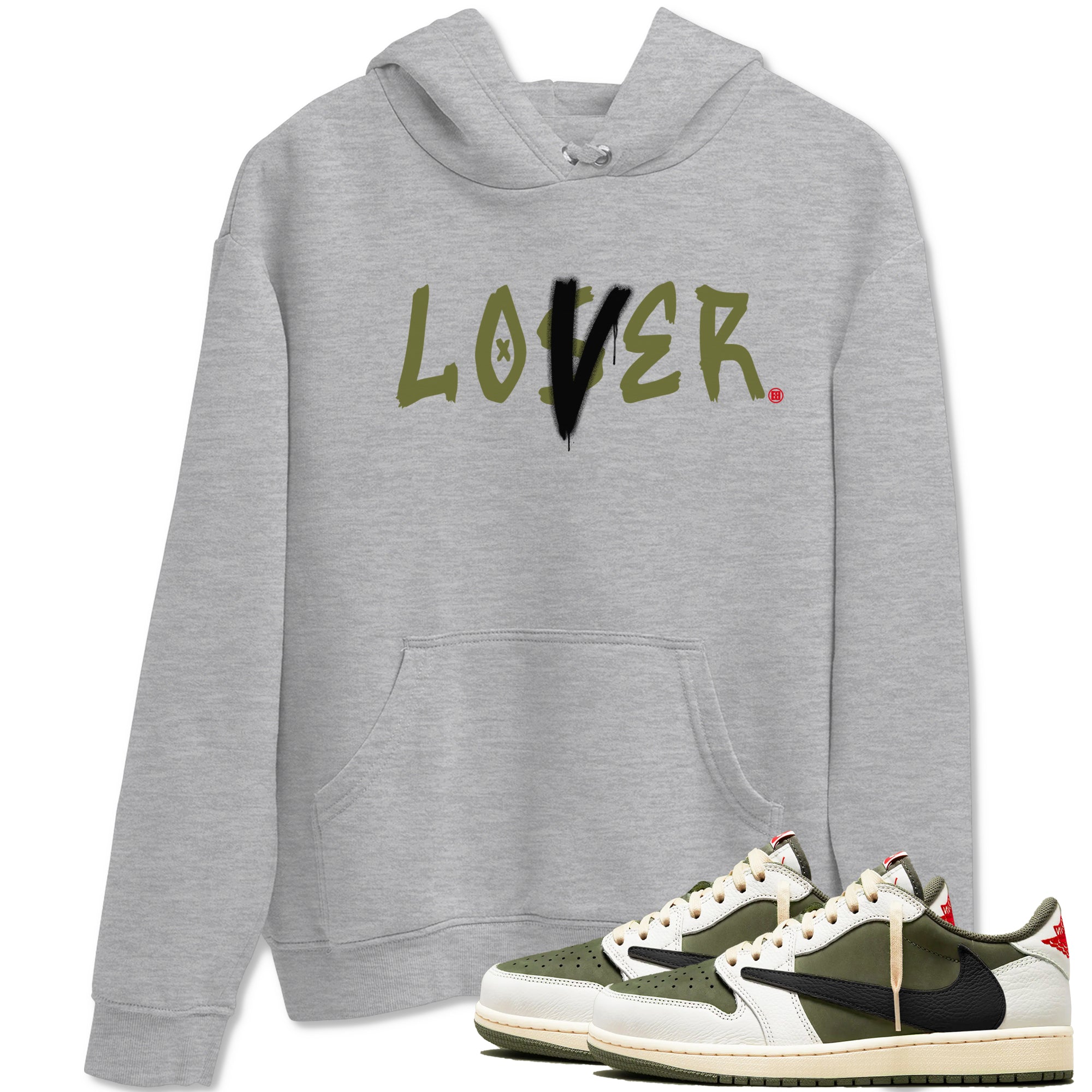 Loser Lover snkmatch Tees - Air Jordan 1 Travis Scott Medium Olive