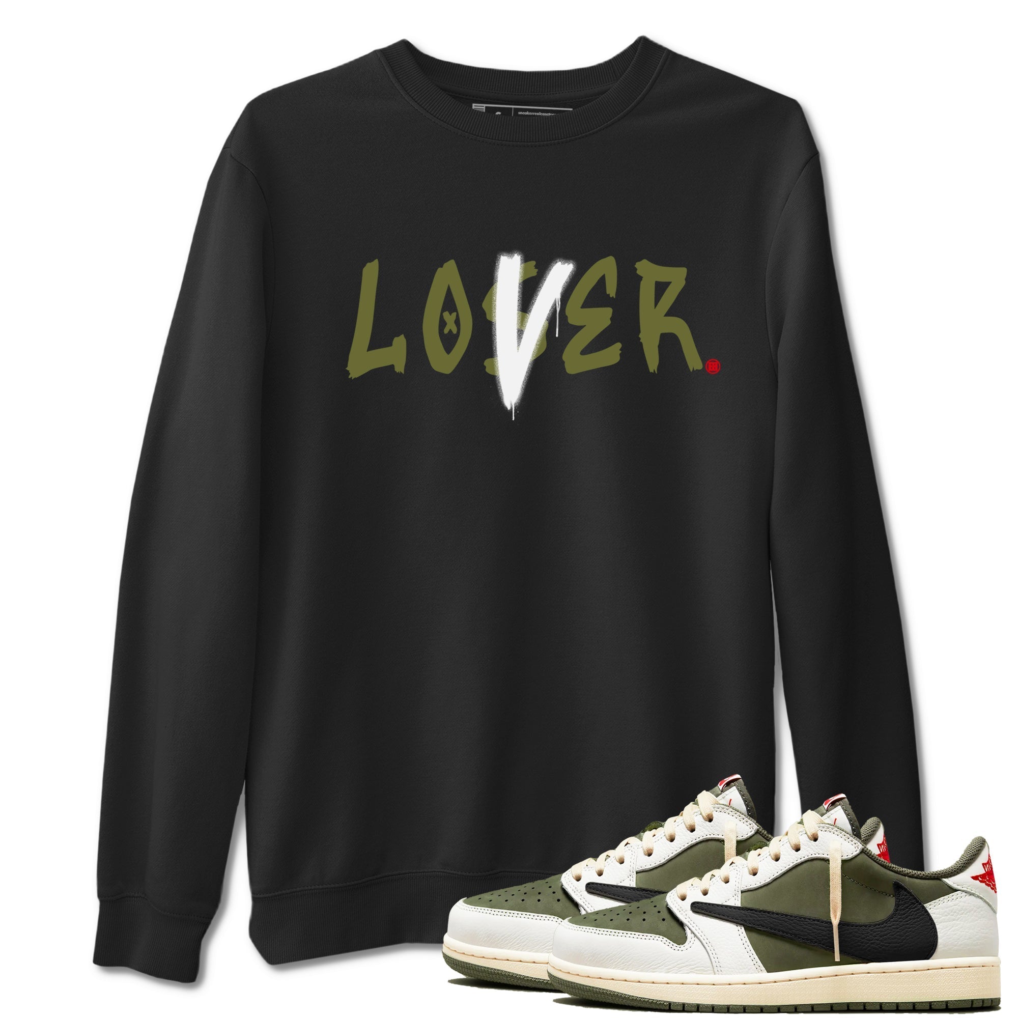 Loser Lover snkmatch Tees - Air Jordan 1 Travis Scott Medium Olive