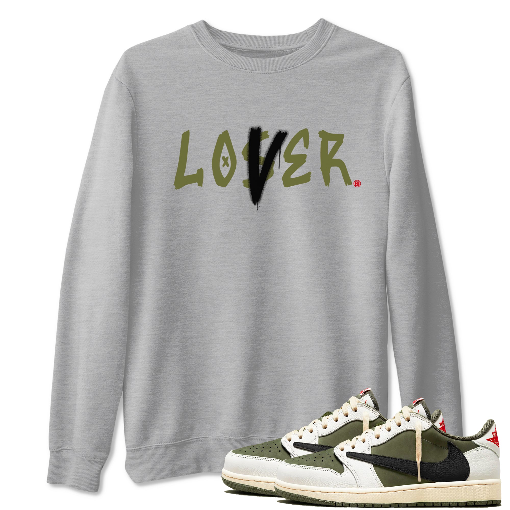 Loser Lover snkmatch Tees - Air Jordan 1 Travis Scott Medium Olive