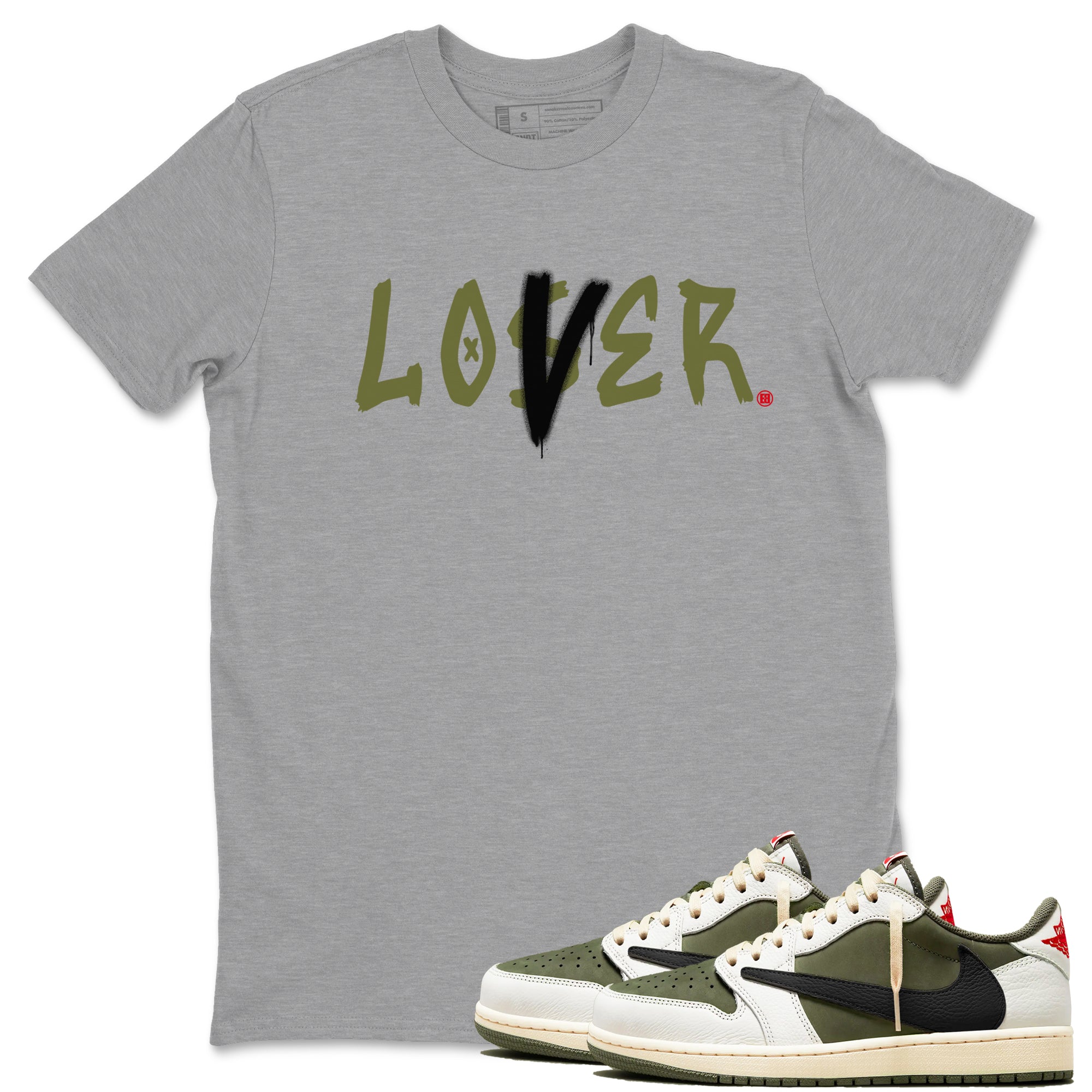 Loser Lover snkmatch Tees - Air Jordan 1 Travis Scott Medium Olive