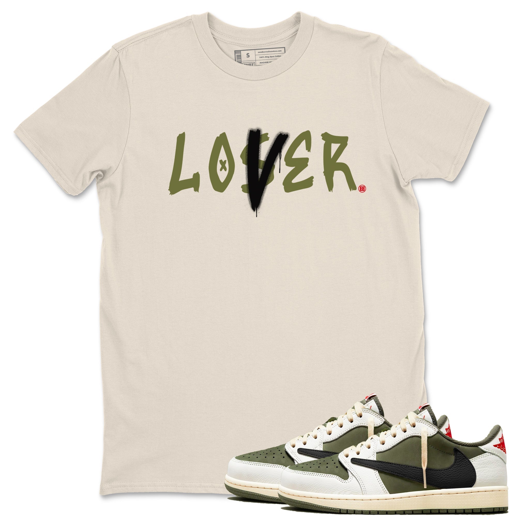 Loser Lover snkmatch Tees - Air Jordan 1 Travis Scott Medium Olive