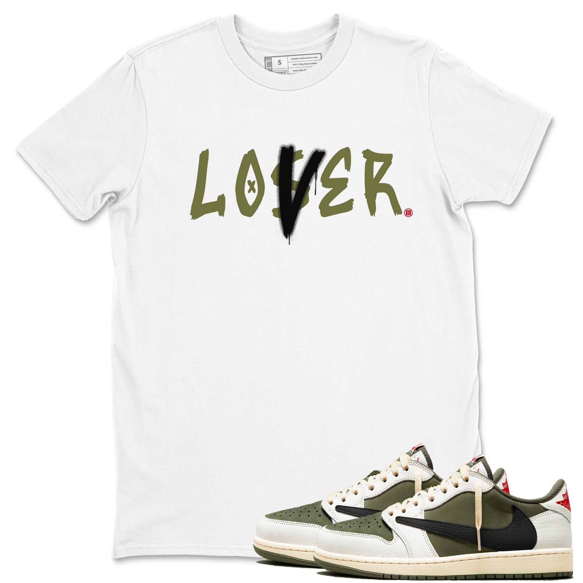 Loser Lover snkmatch Tees - Air Jordan 1 Travis Scott Medium Olive