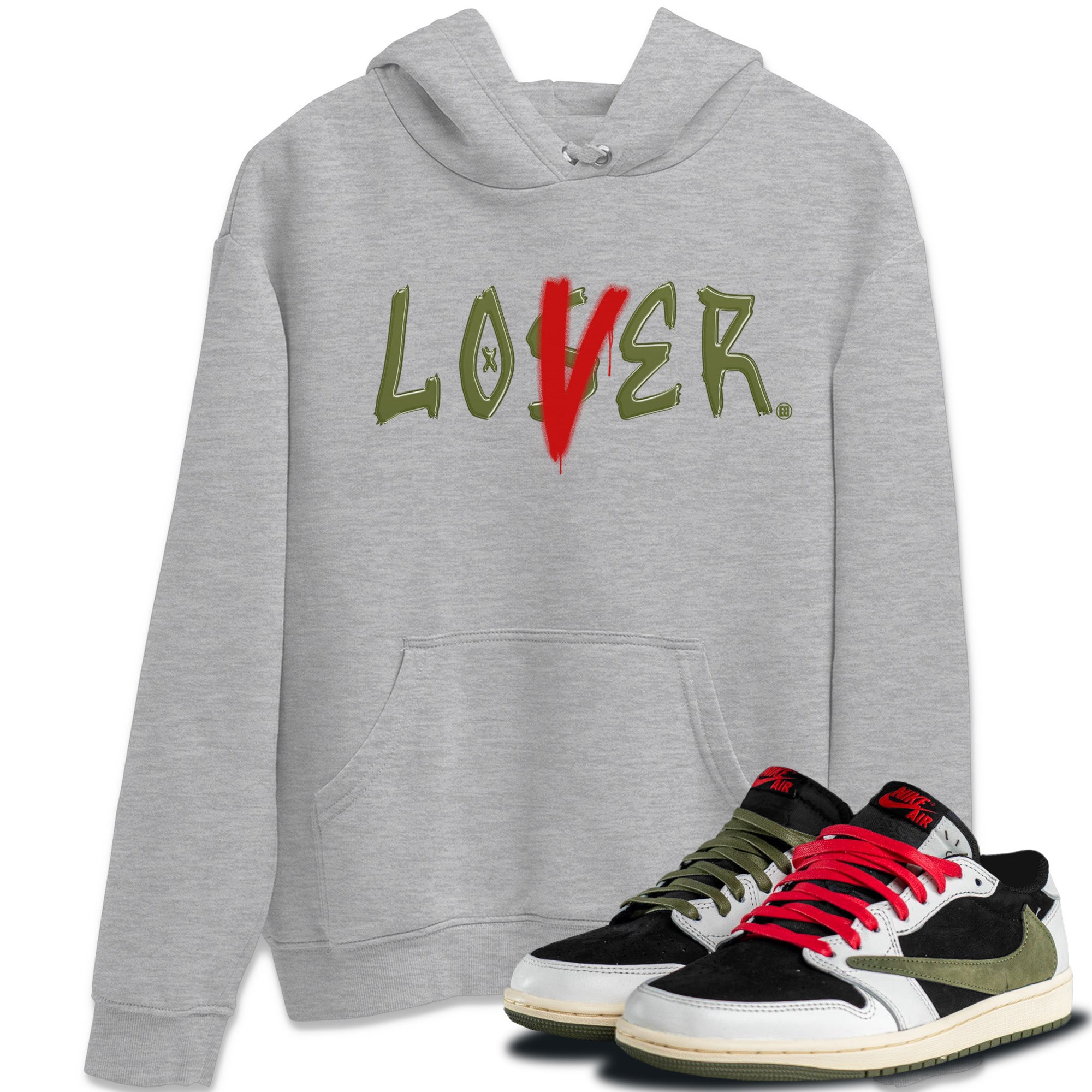 Loser Lover Unisex Tops - Air Jordan 1 Travis Scott Olive