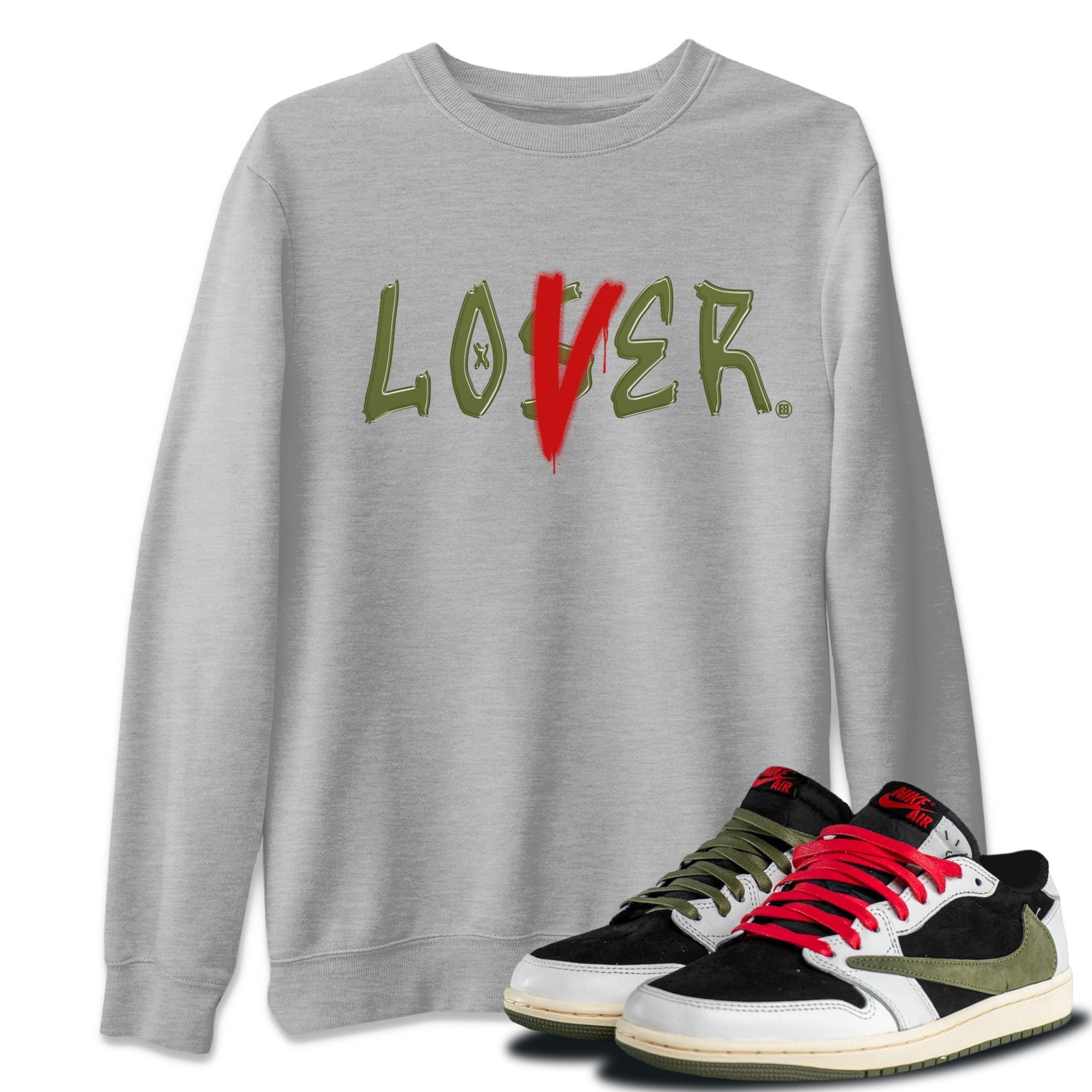 Loser Lover Unisex Tops - Air Jordan 1 Travis Scott Olive