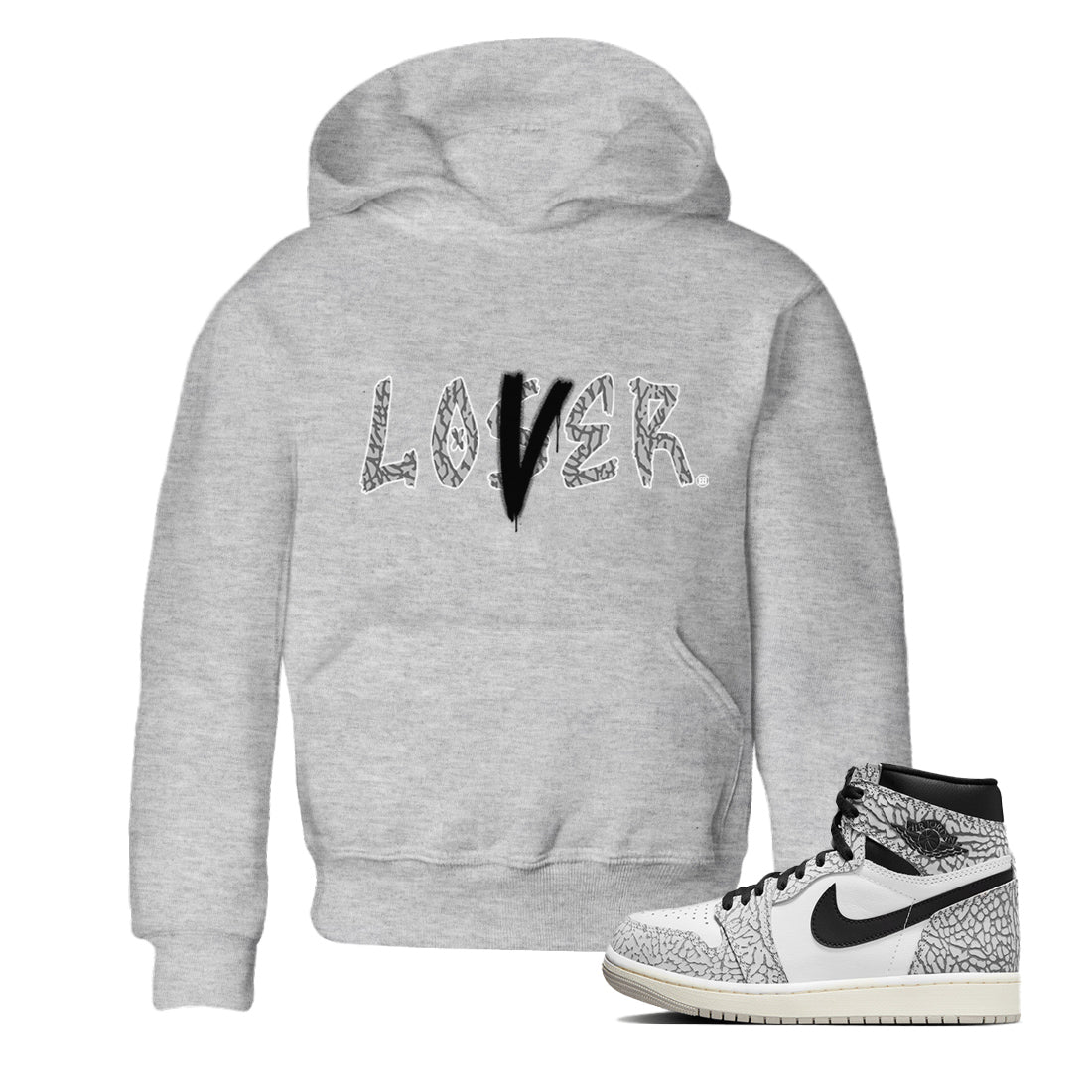 Loser Lover Kids Tops - Air Jordan 1 White Cement