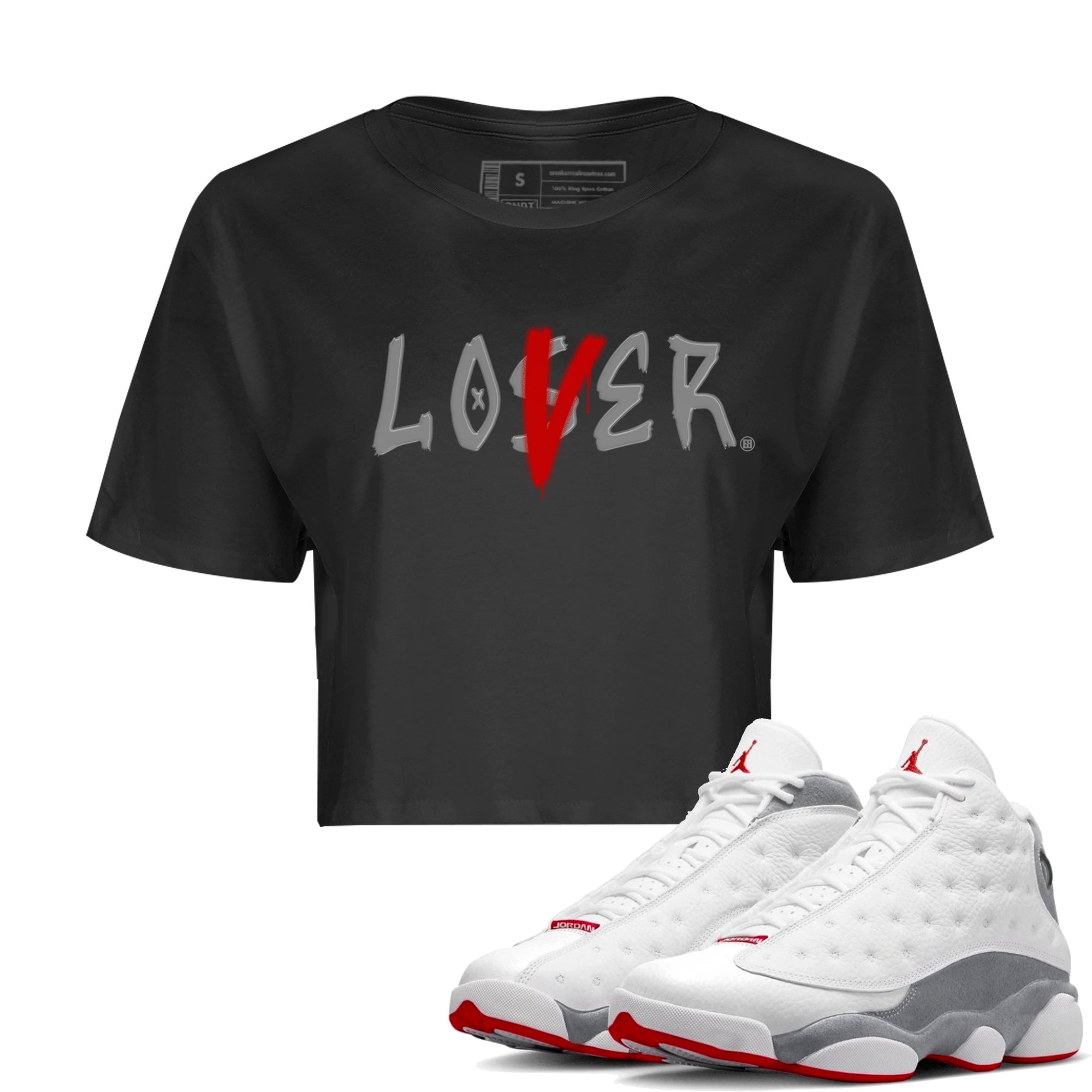 Loser Lover Women's Tops - Air Jordan 13 Wolf Grey