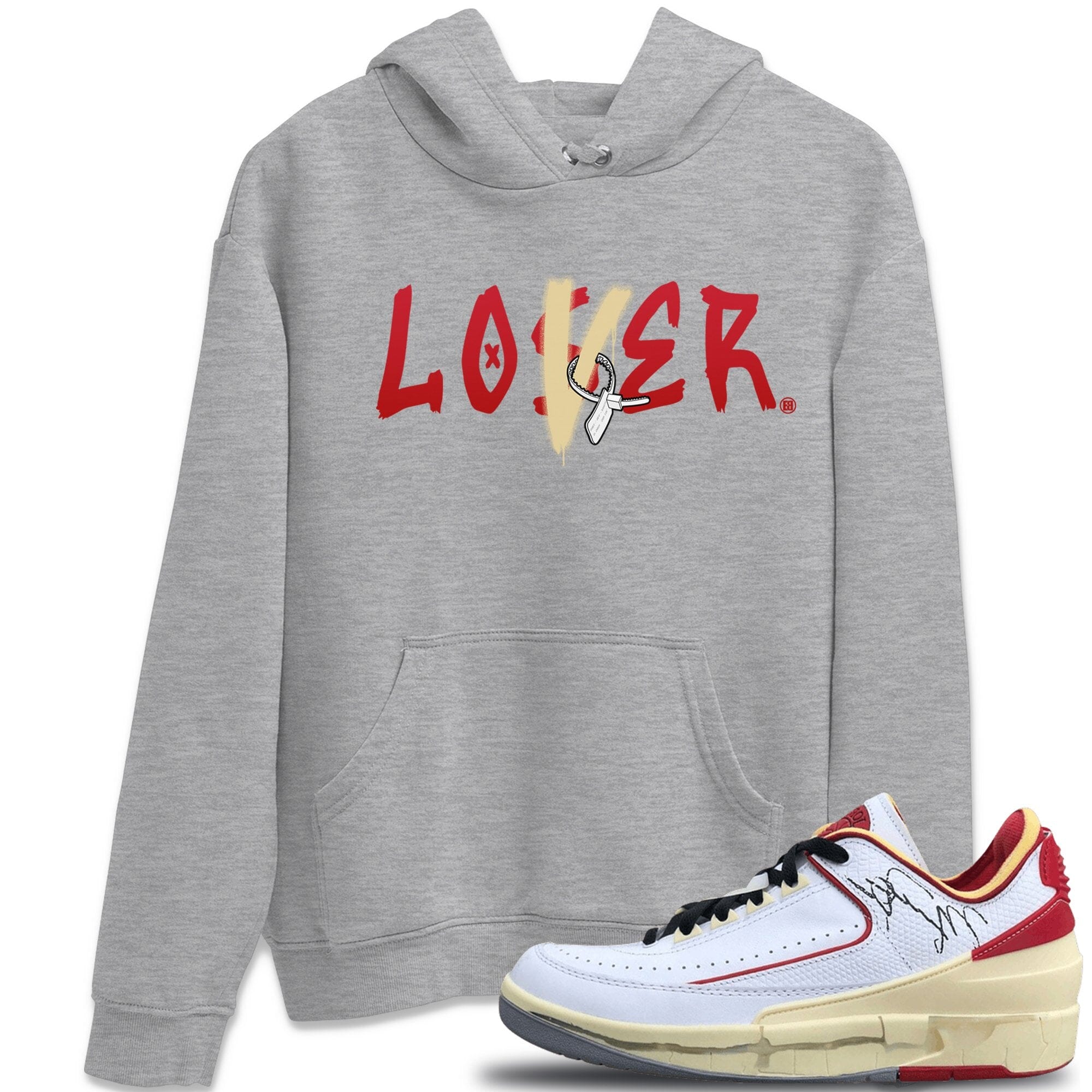 Loser Lover Unisex Tops - Air Jordan 2 OFF-WHITE Varsity Red
