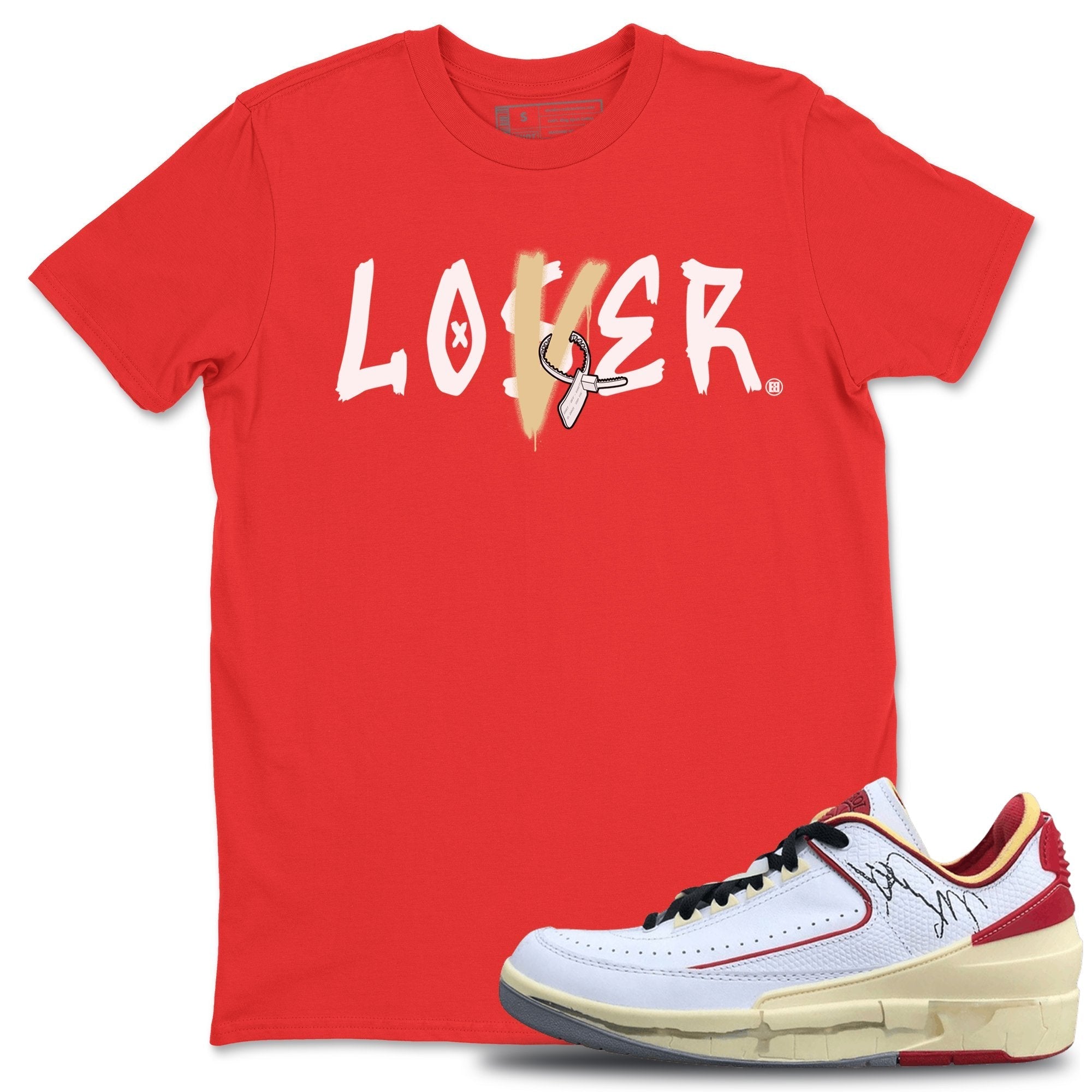 Loser Lover Unisex Tops - Air Jordan 2 OFF-WHITE Varsity Red
