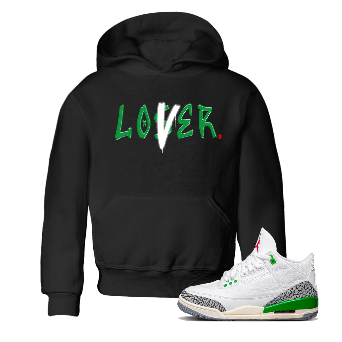 Loser Lover Kids Tops - Air Jordan 3 Lucky Green