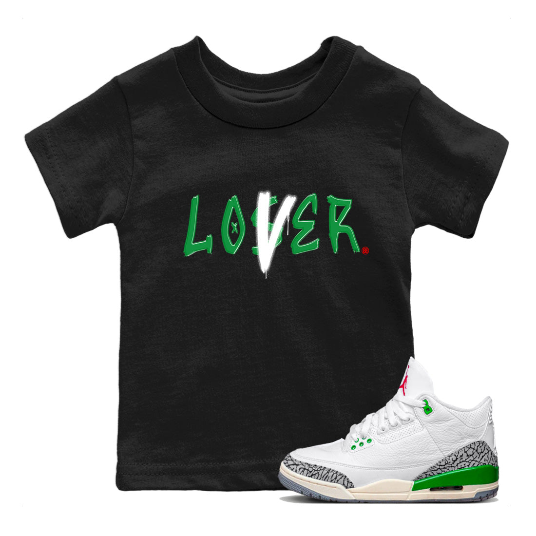 Loser Lover Kids Tops - Air Jordan 3 Lucky Green