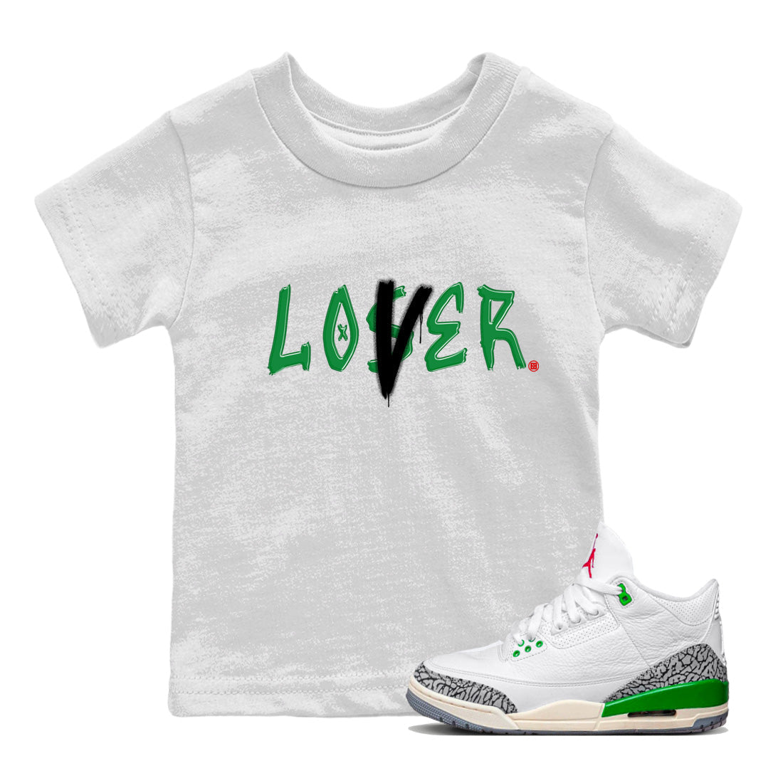 Loser Lover Kids Tops - Air Jordan 3 Lucky Green