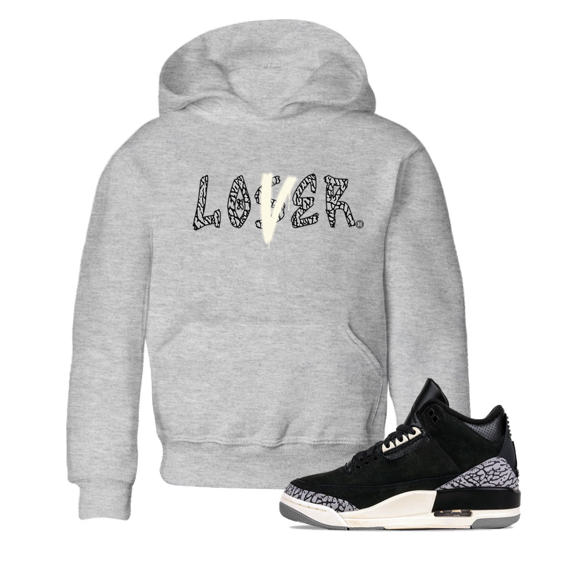 Loser Lover snkmatch Tee Kids - Air Jordan 3 Off Noir