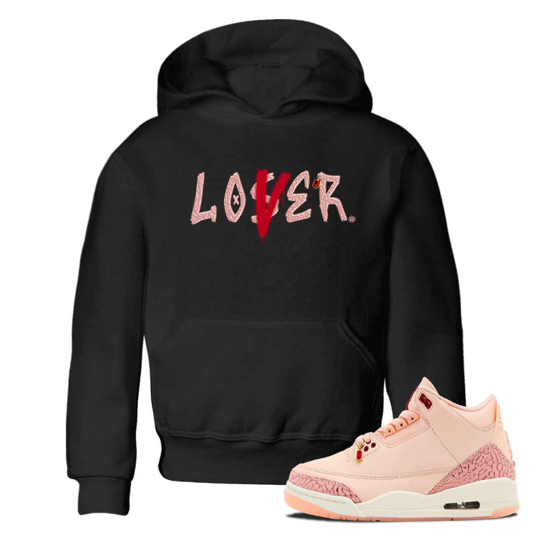 Loser Lover snkmatch Tees Kids - Air Jordan 3 Valentines Day
