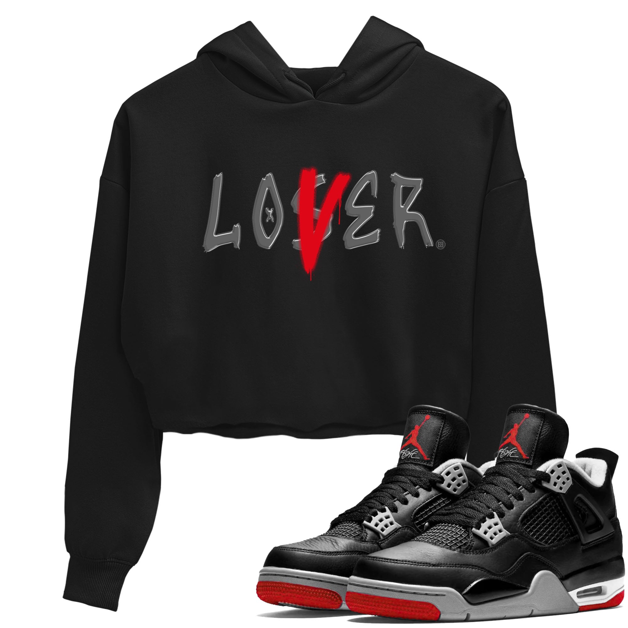 Loser Lover snkmatch Women's Top - Air Jordan 4 Bred Reimagined