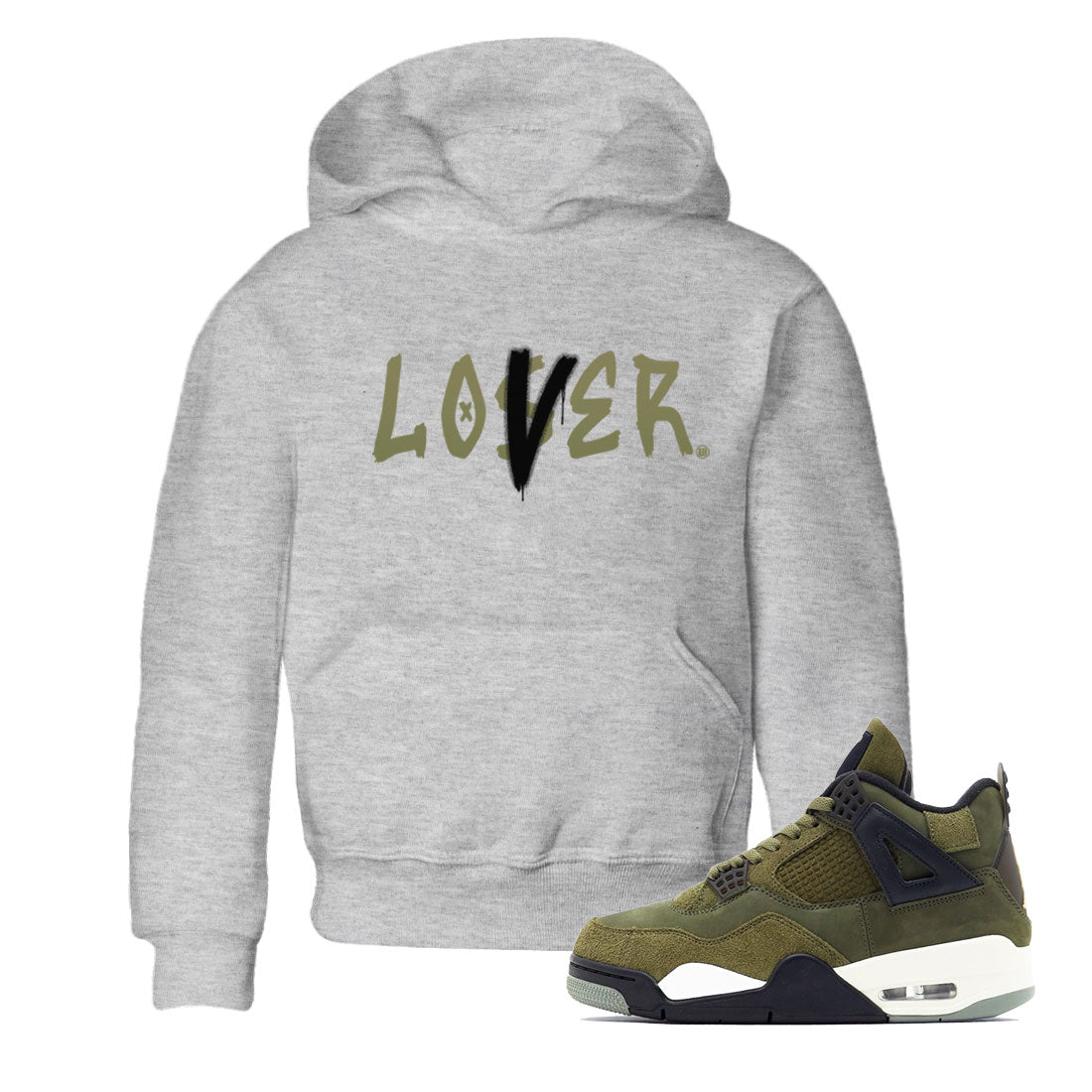 Loser Lover snkmatch Tee Kids - Air Jordan 4 Medium Olive