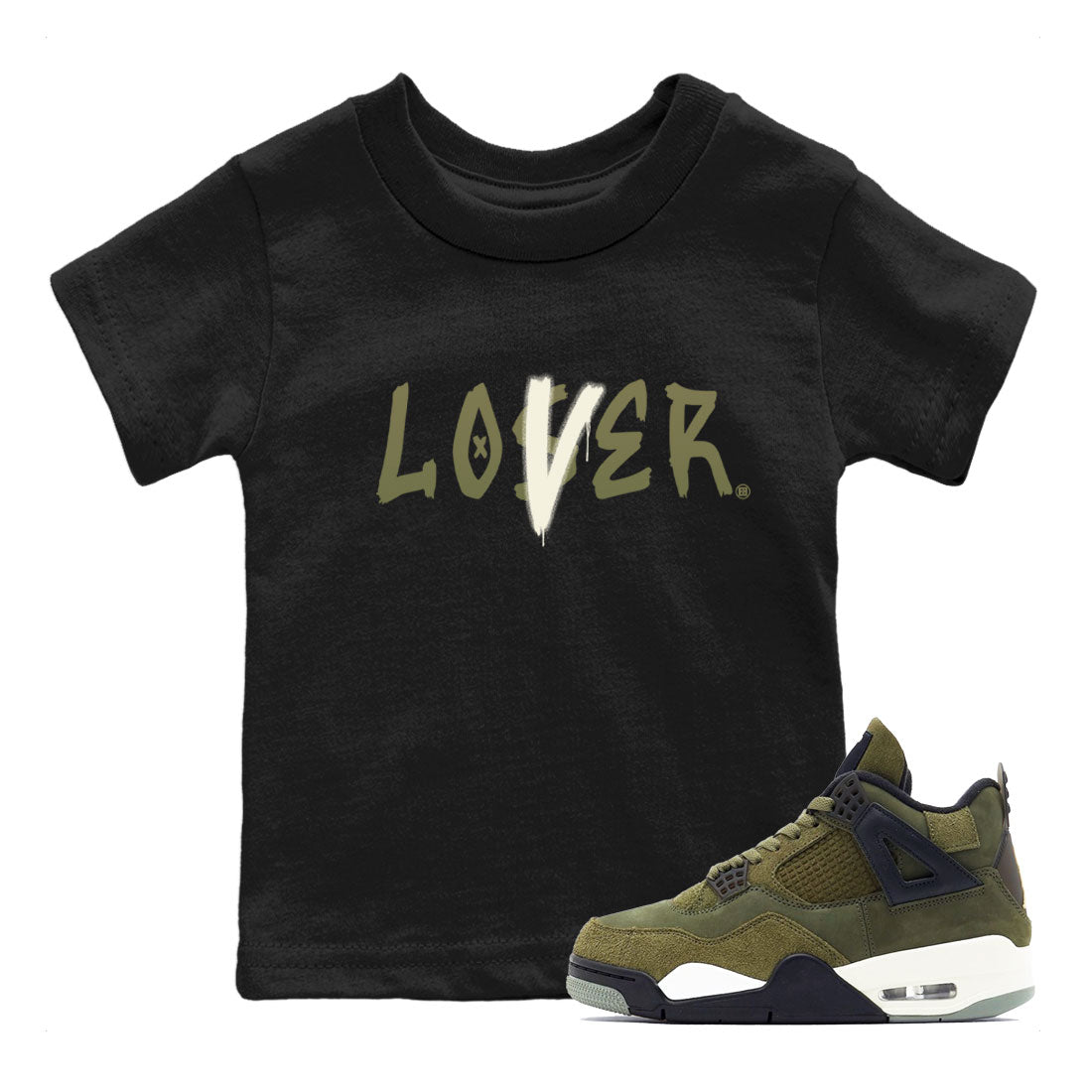 Loser Lover snkmatch Tee Kids - Air Jordan 4 Medium Olive
