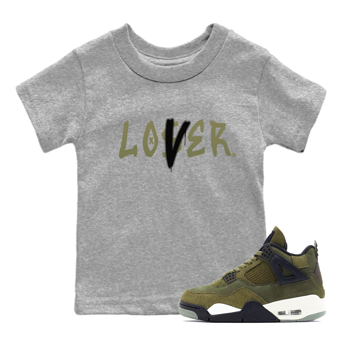 Loser Lover snkmatch Tee Kids - Air Jordan 4 Medium Olive