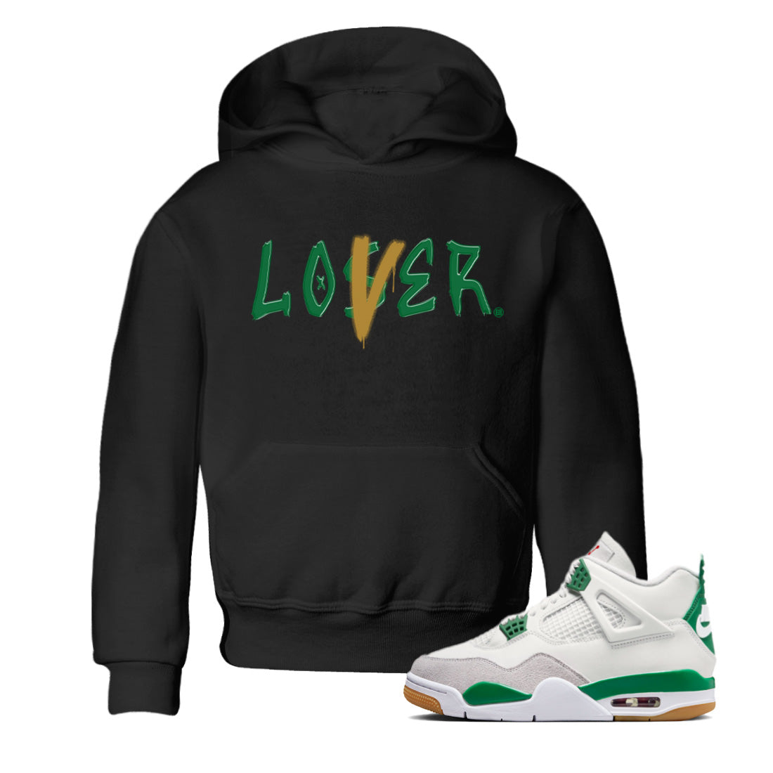 Loser Lover Kids Tops - Air Jordan 4 Pine Green