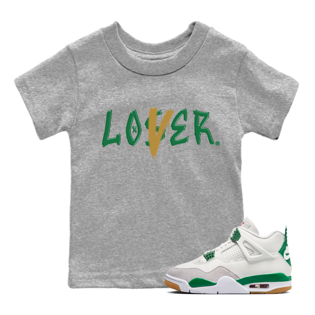 Loser Lover Kids Tops - Air Jordan 4 Pine Green