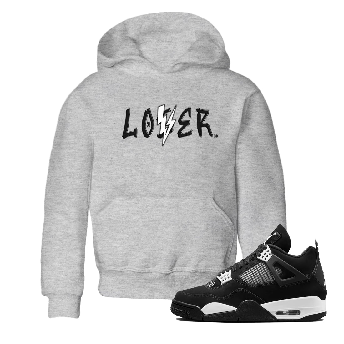 Loser Lover snkmatch Tees Kids - Air Jordan 4 White Thunder