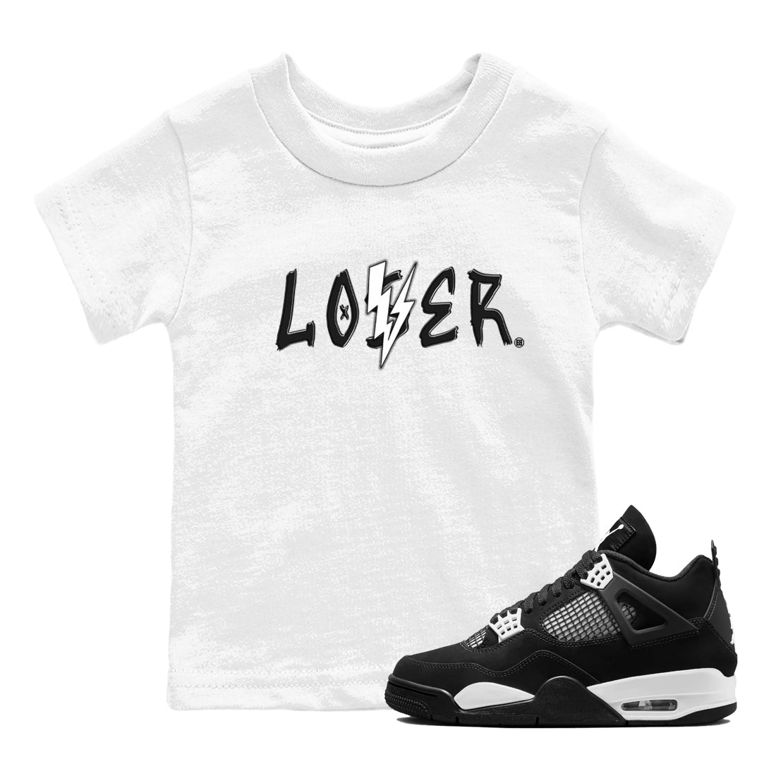 Loser Lover snkmatch Tees Kids - Air Jordan 4 White Thunder