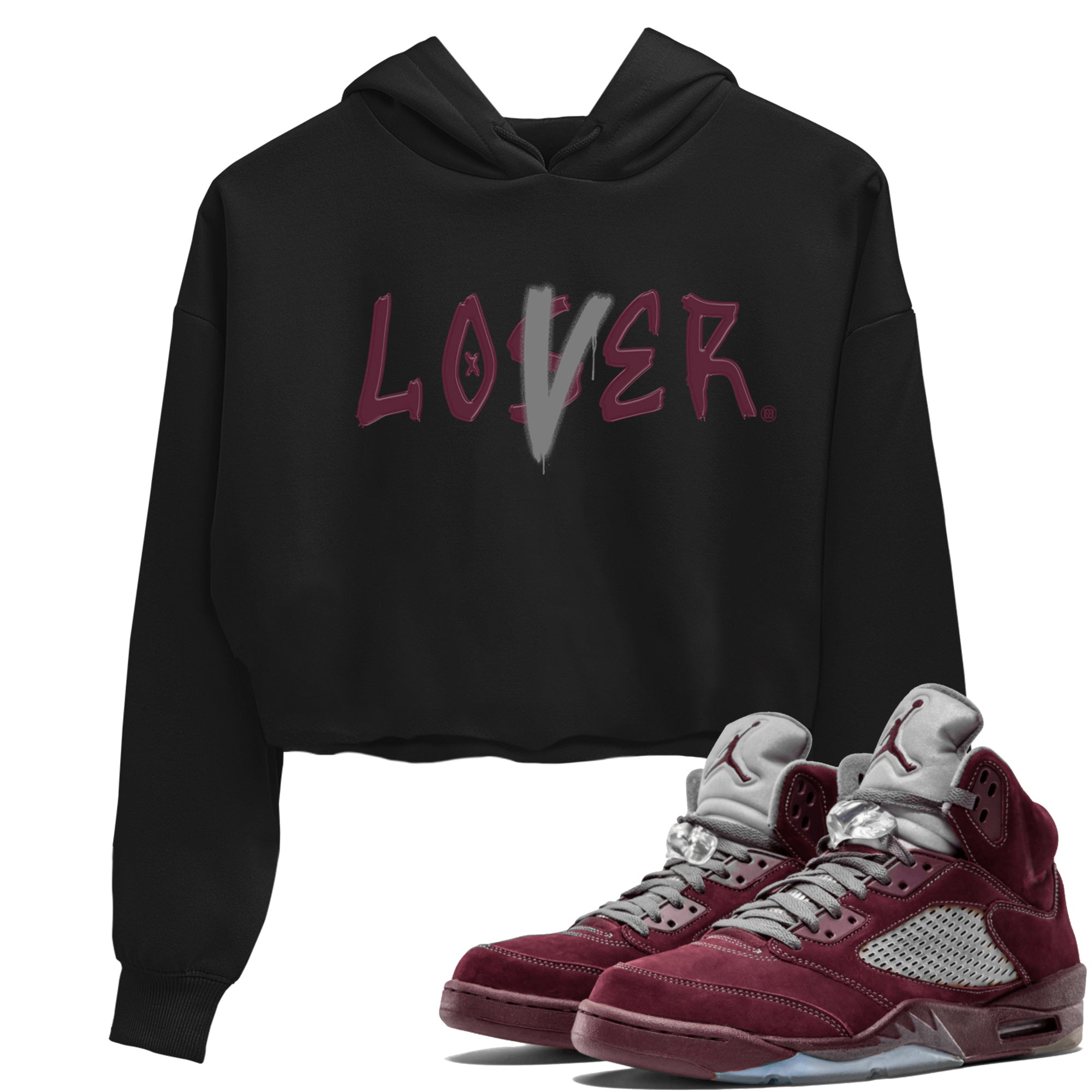 Loser Lover Women's Tops - Air Jordan 5 Burgundy