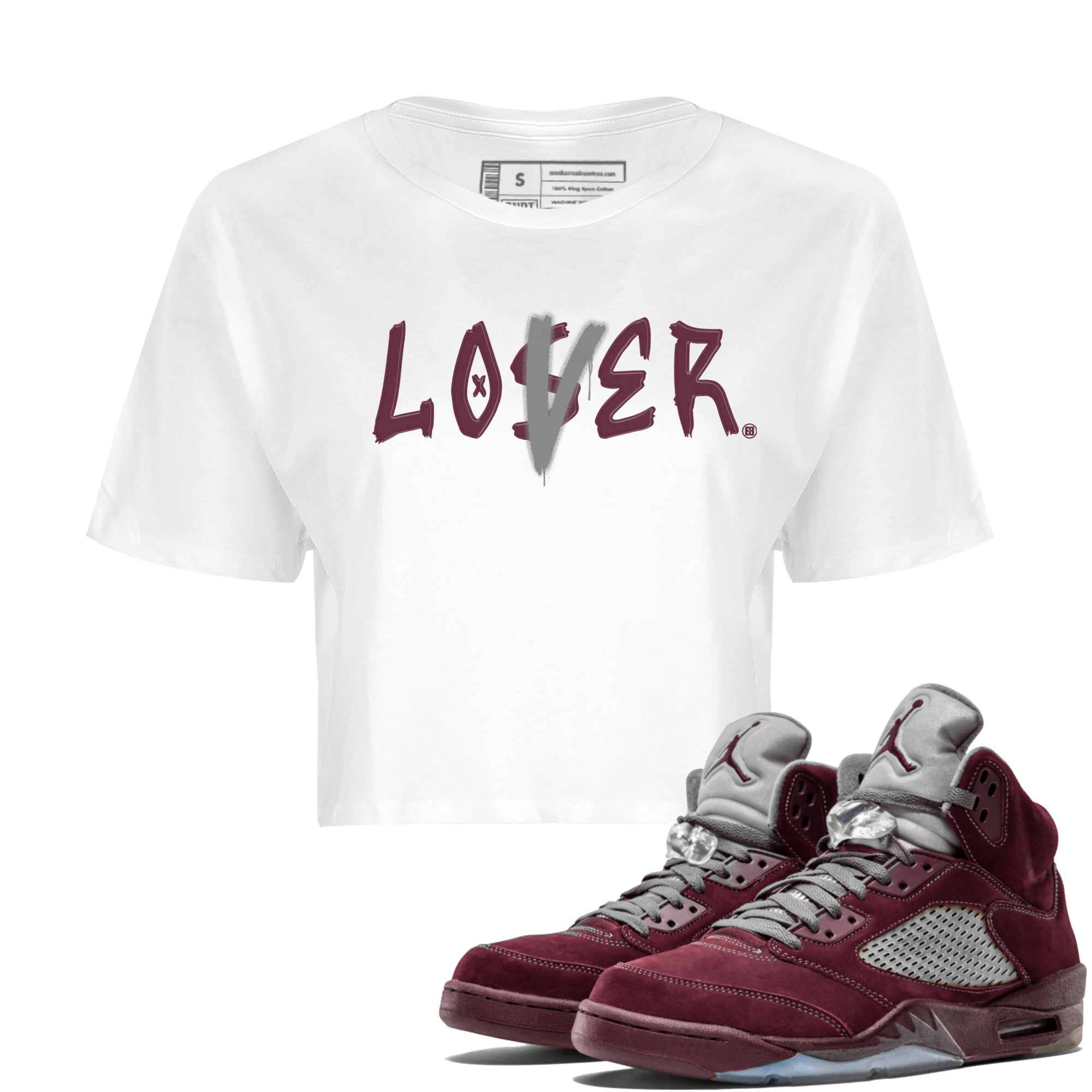Loser Lover Women's Tops - Air Jordan 5 Burgundy