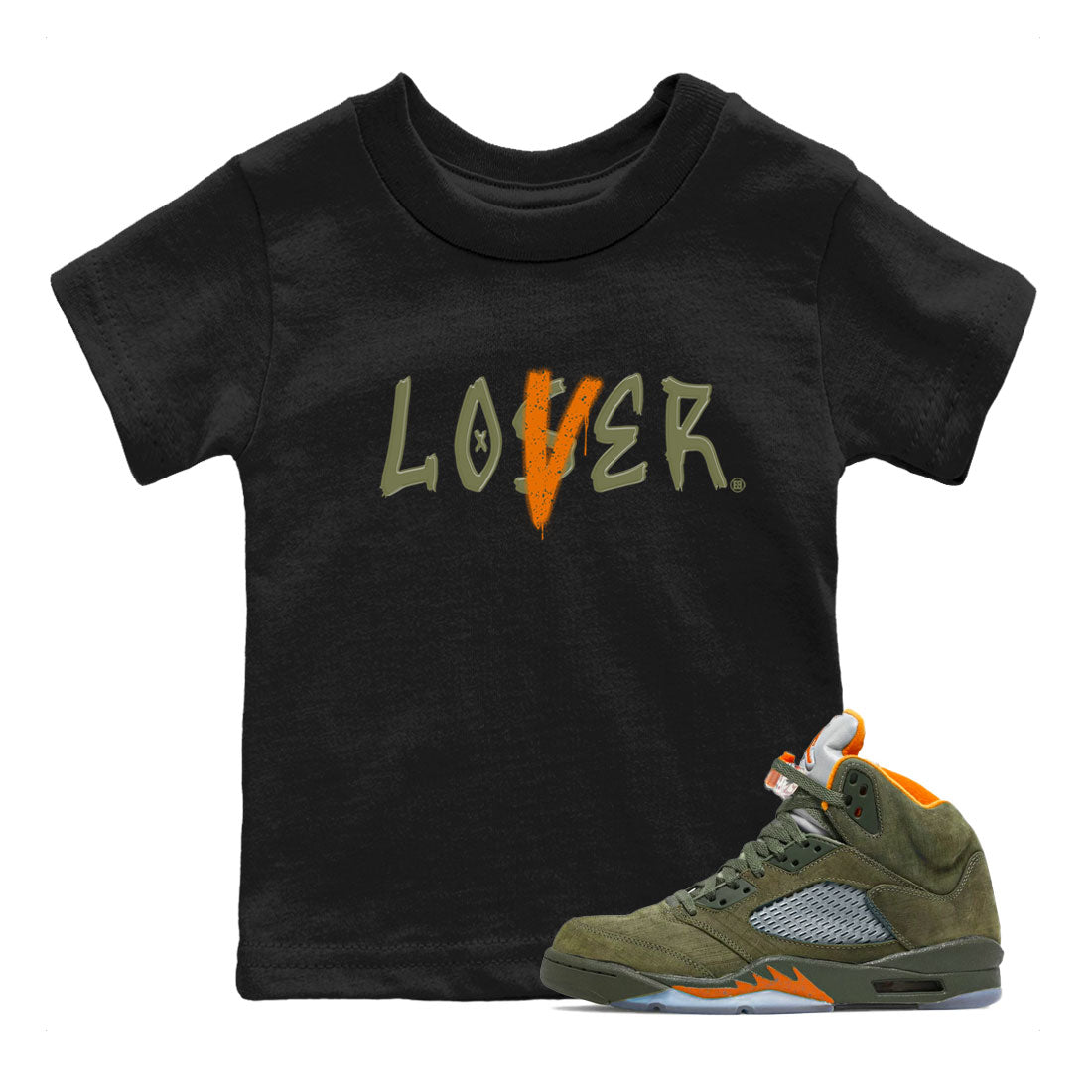 Loser Lover snkmatch Tees Kids - Air Jordan 5 Olive