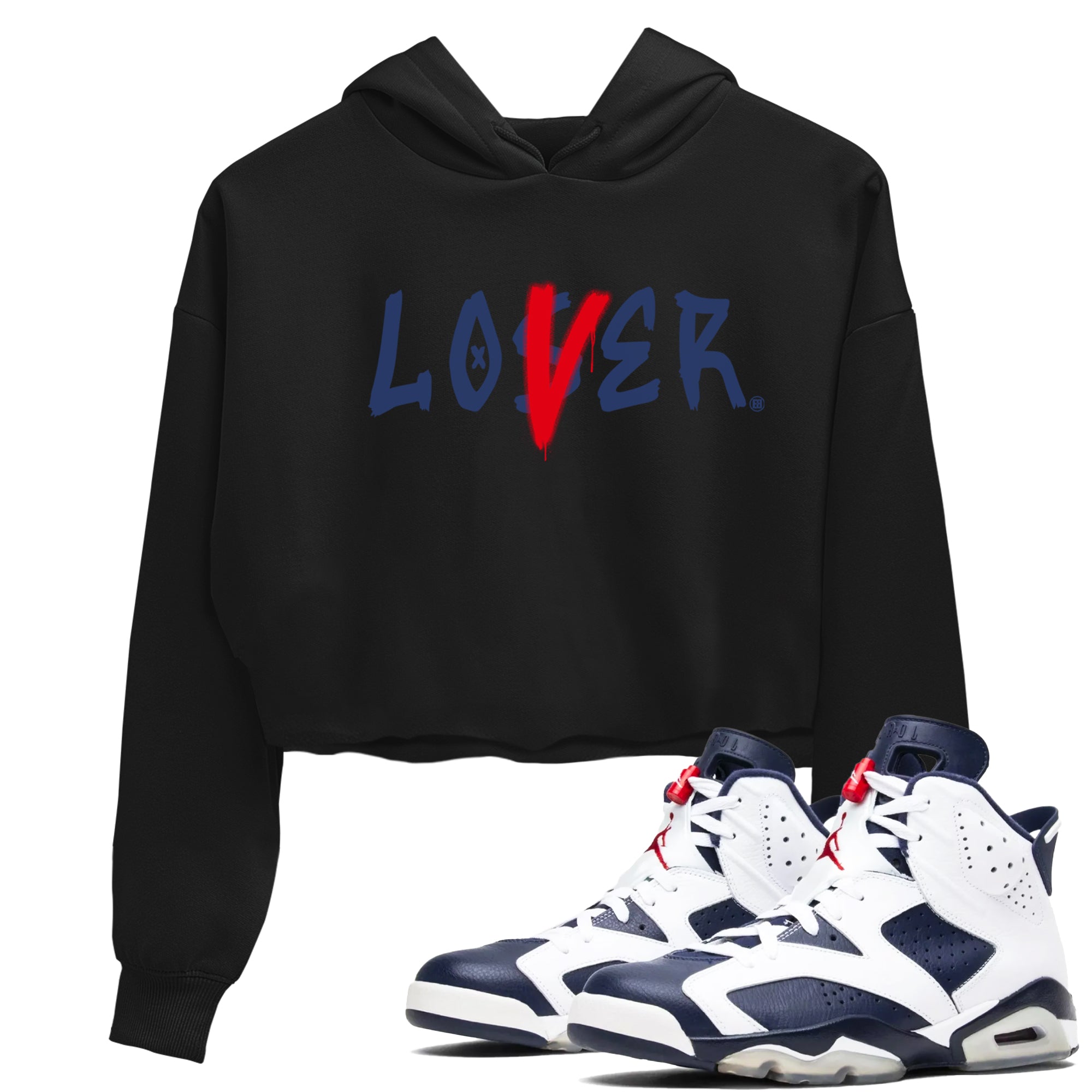Loser Lover snkmatch Women's Top - Air Jordan 6 White And Midnight Navy