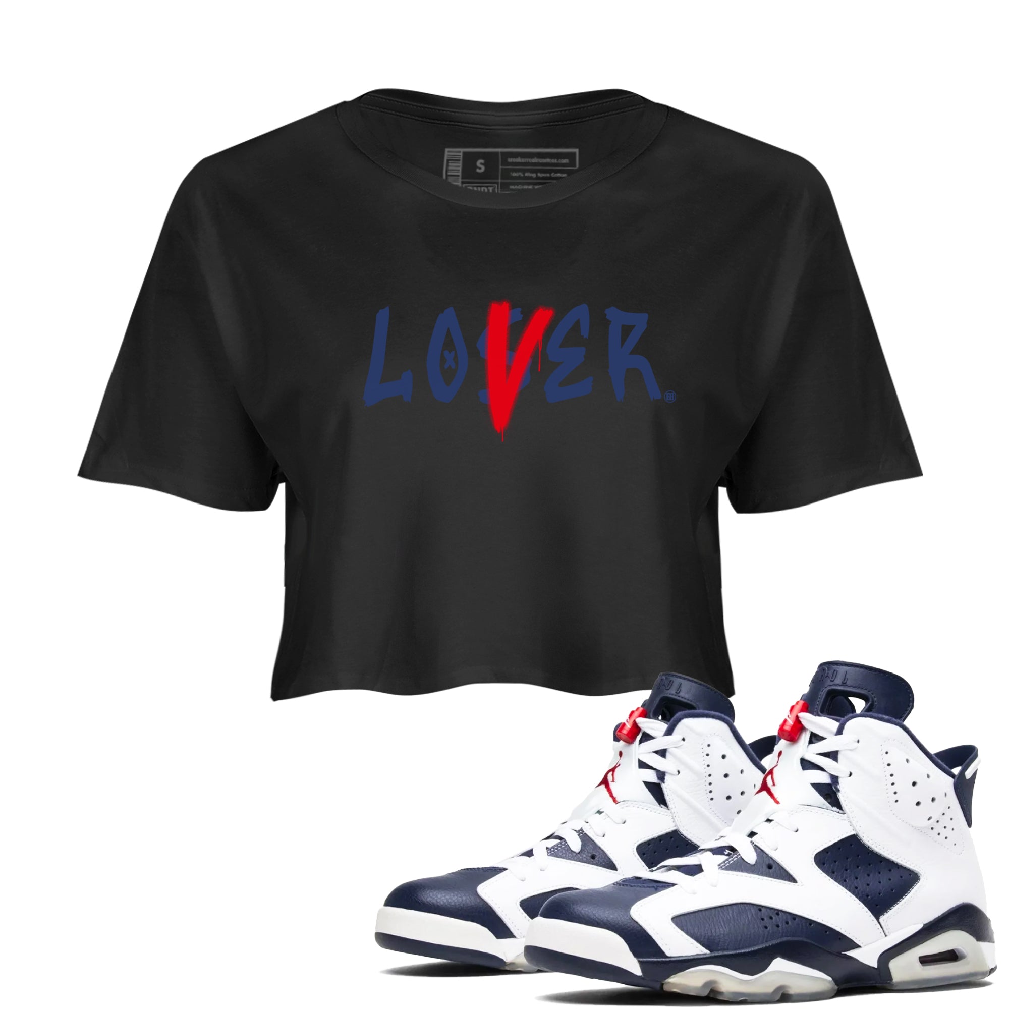 Loser Lover snkmatch Women's Top - Air Jordan 6 White And Midnight Navy