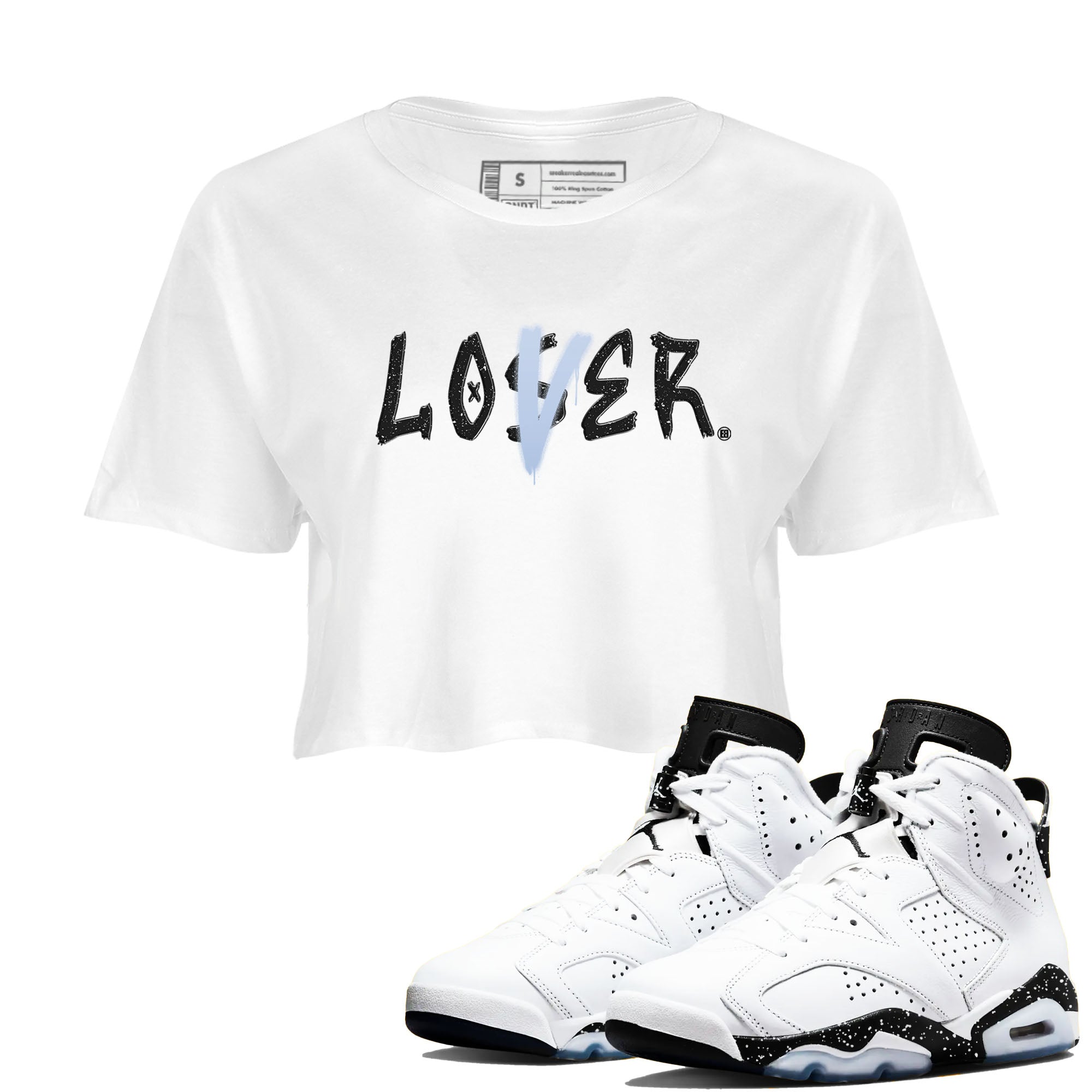 Loser Lover snkmatch Women's Top - Air Jordan 6 White Black