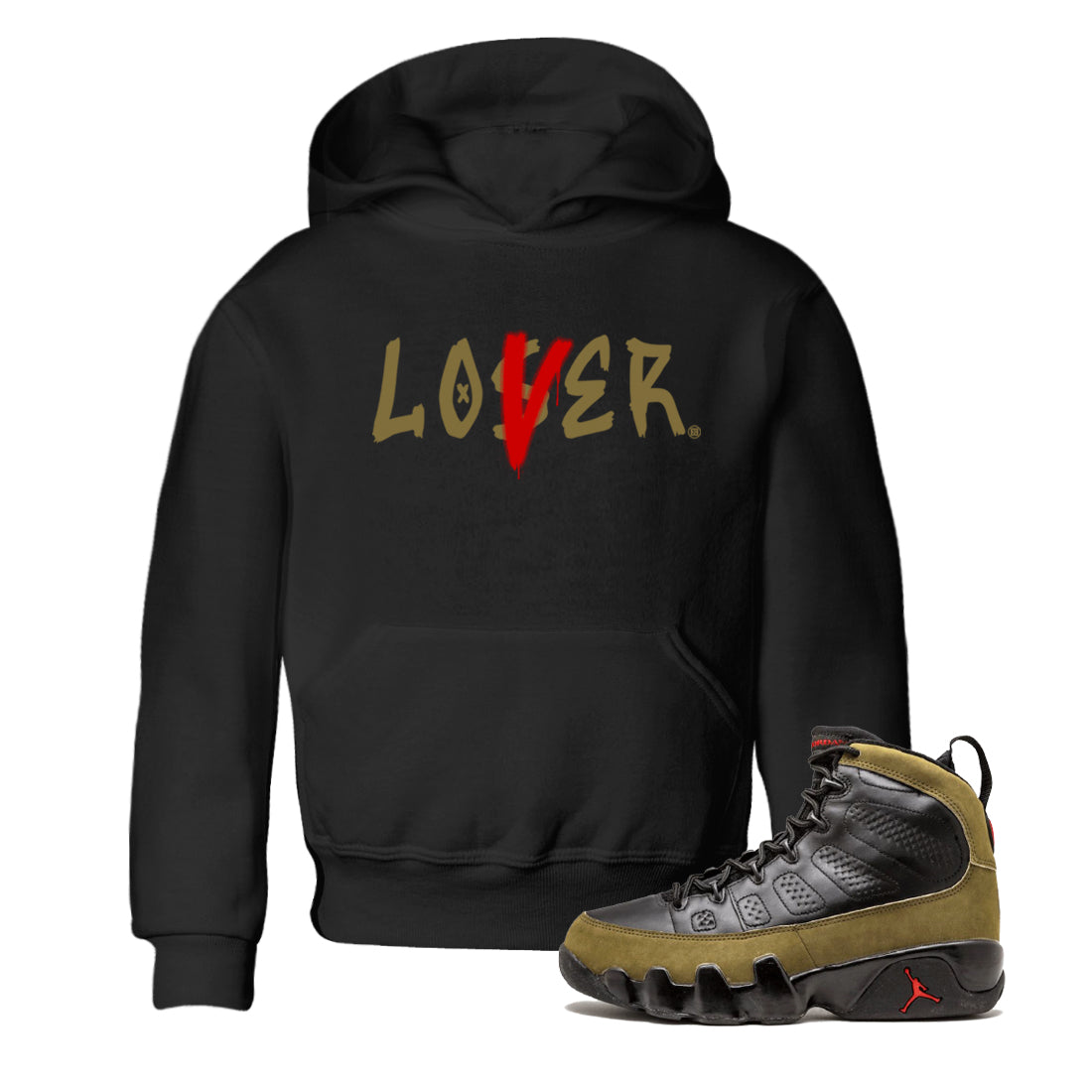 Loser Lover snkmatch Tees Kids - Air Jordan 9 Olive