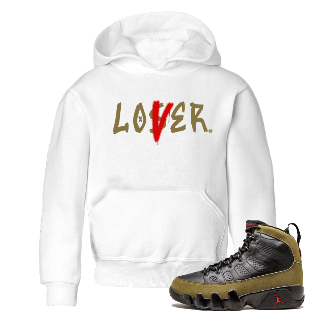 Loser Lover snkmatch Tees Kids - Air Jordan 9 Olive