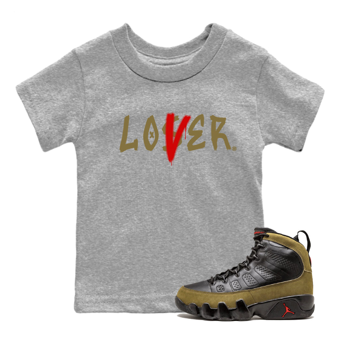 Loser Lover snkmatch Tees Kids - Air Jordan 9 Olive