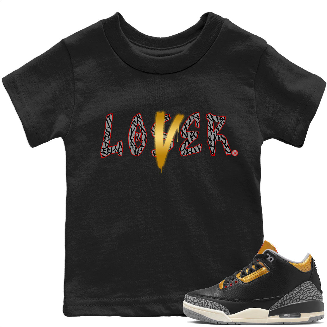 Loser Lover Kids Tops - Air Jordan 3 Black Gold