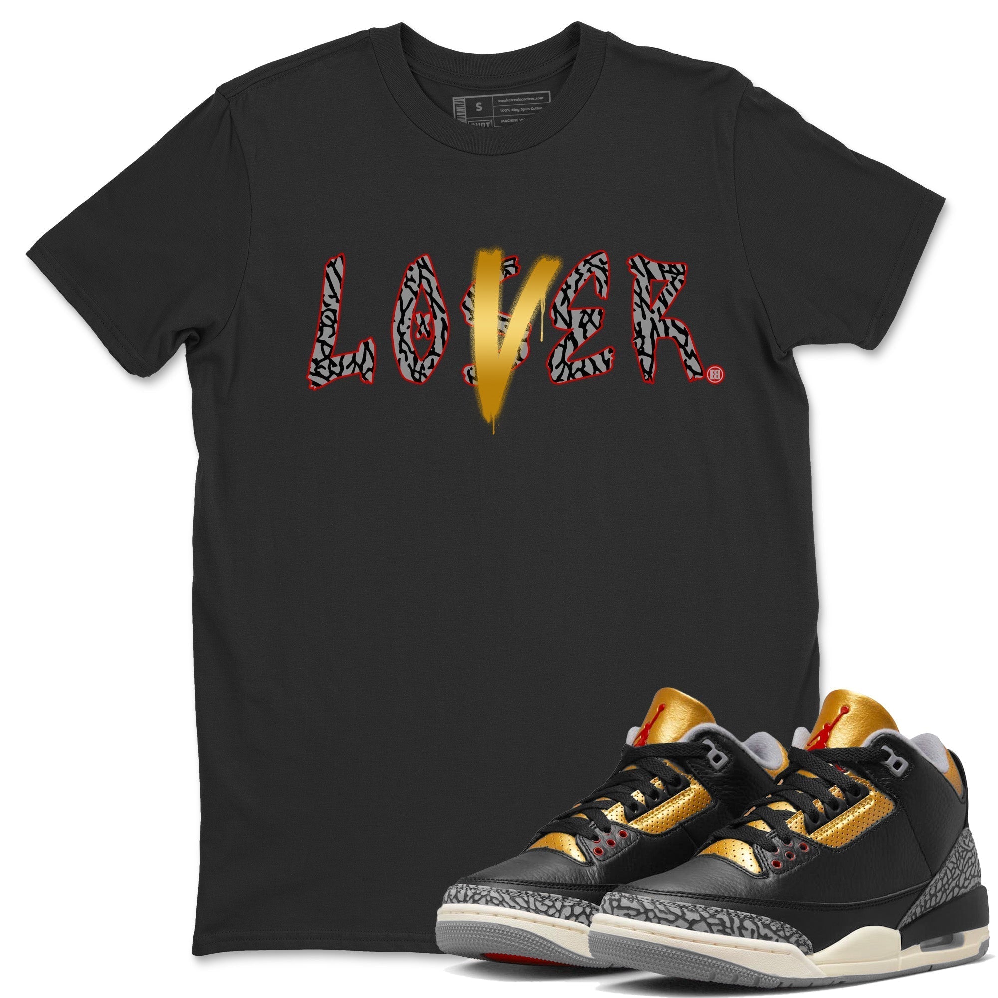 Loser Lover Unisex Tops - Air Jordan 3 Black Gold